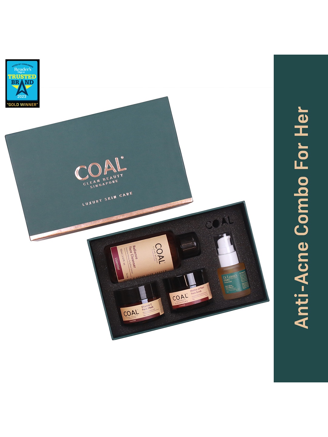 COAL CLEAN BEAUTY Anti-Acne Combo - Cleanser 150ml + Scrub 50g + Mask 50g + Serum 20ml, Na
COAL CLEAN BEAUTY Anti-Acne Combo - Cleanser 150ml + Scrub 50g + Mask 50g + Serum 20ml, Na