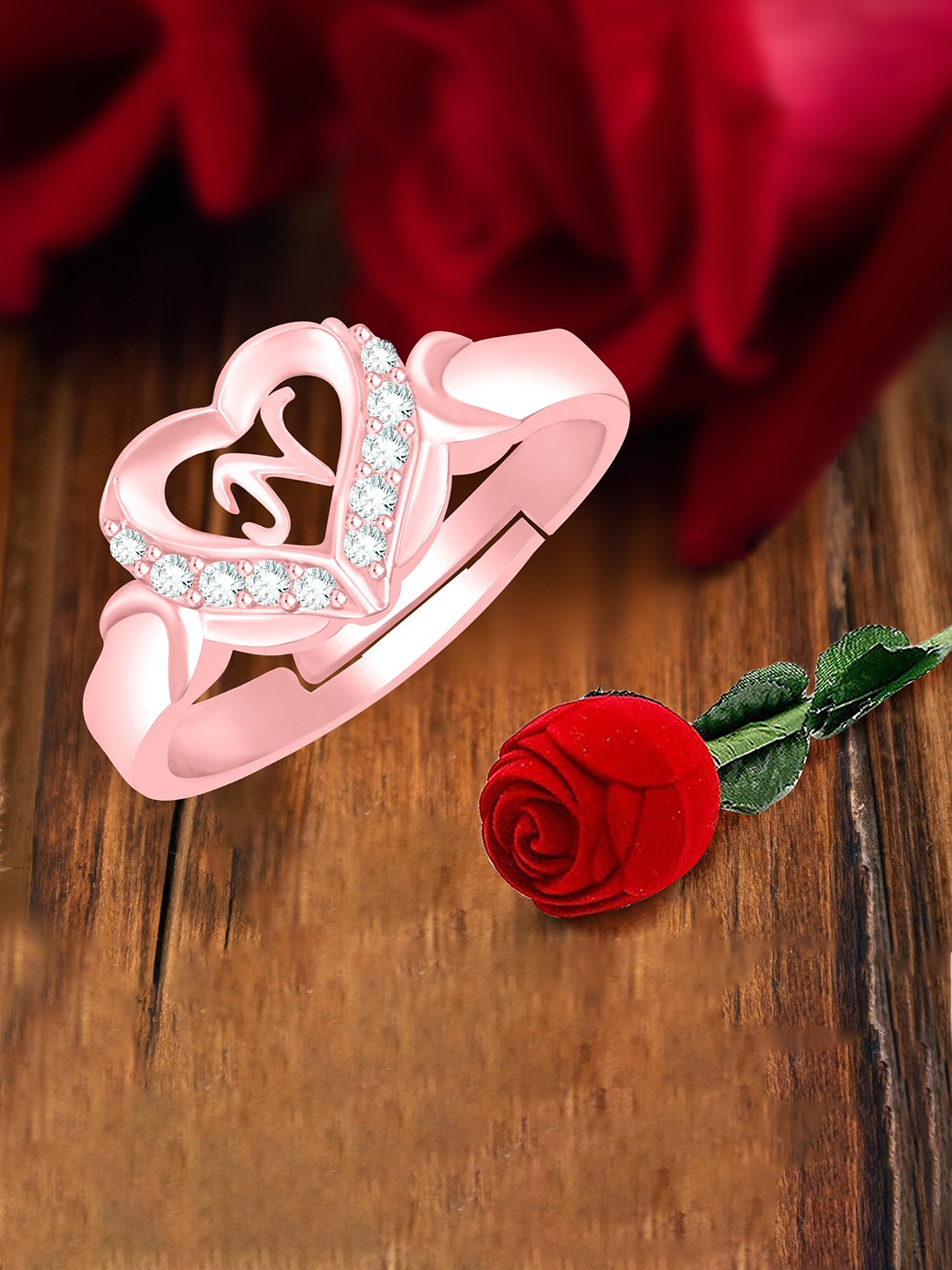 MEENAZ Rose Gold-Plated Stainless Steel N Alphabet Adjustable Finger Ring With Rose Box
MEENAZ Rose Gold-Plated Stainless Steel N Alphabet Adjustable Finger Ring With Rose Box