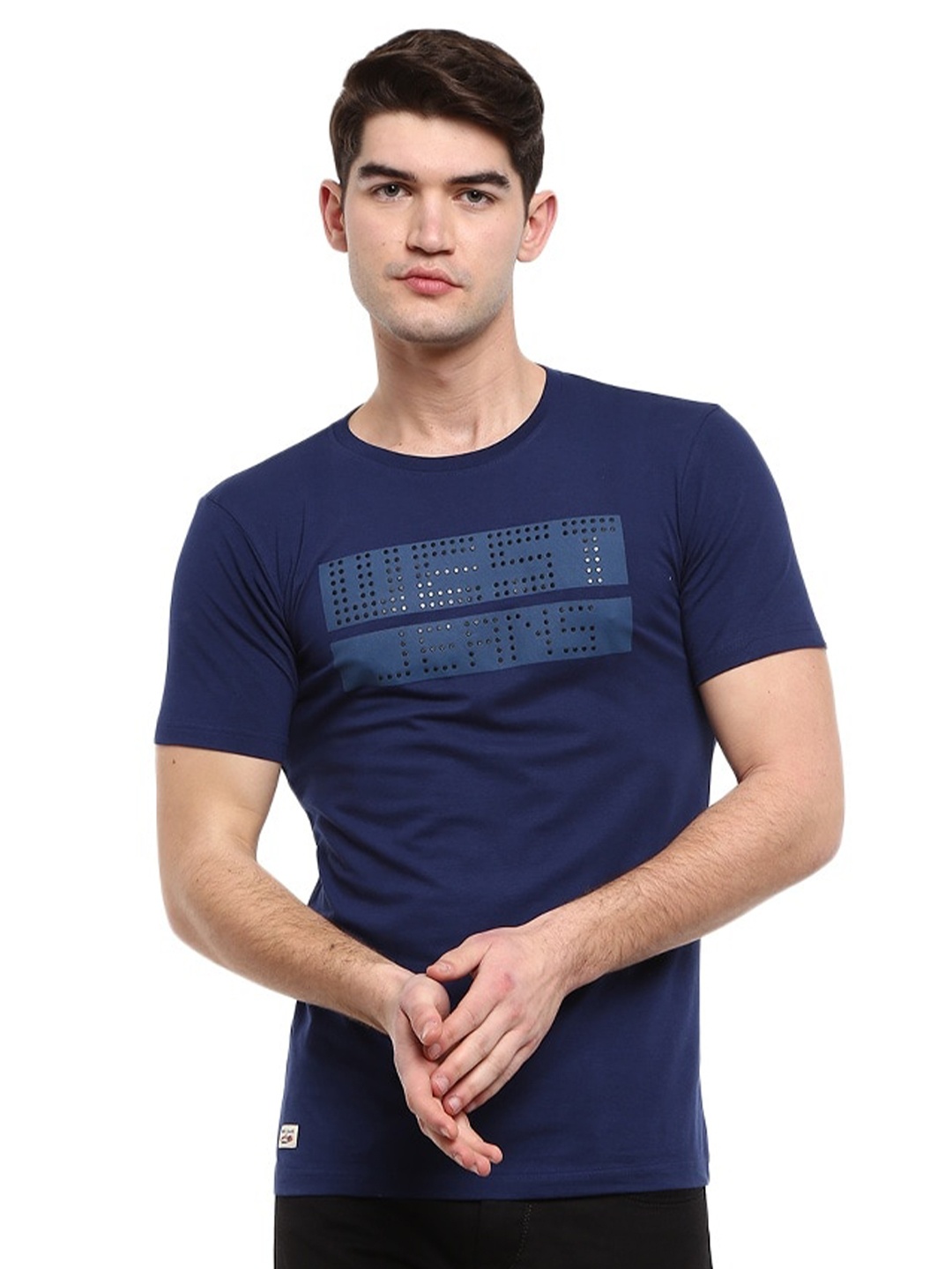 V-Mart Typography Printed T-shirt, Navy blue