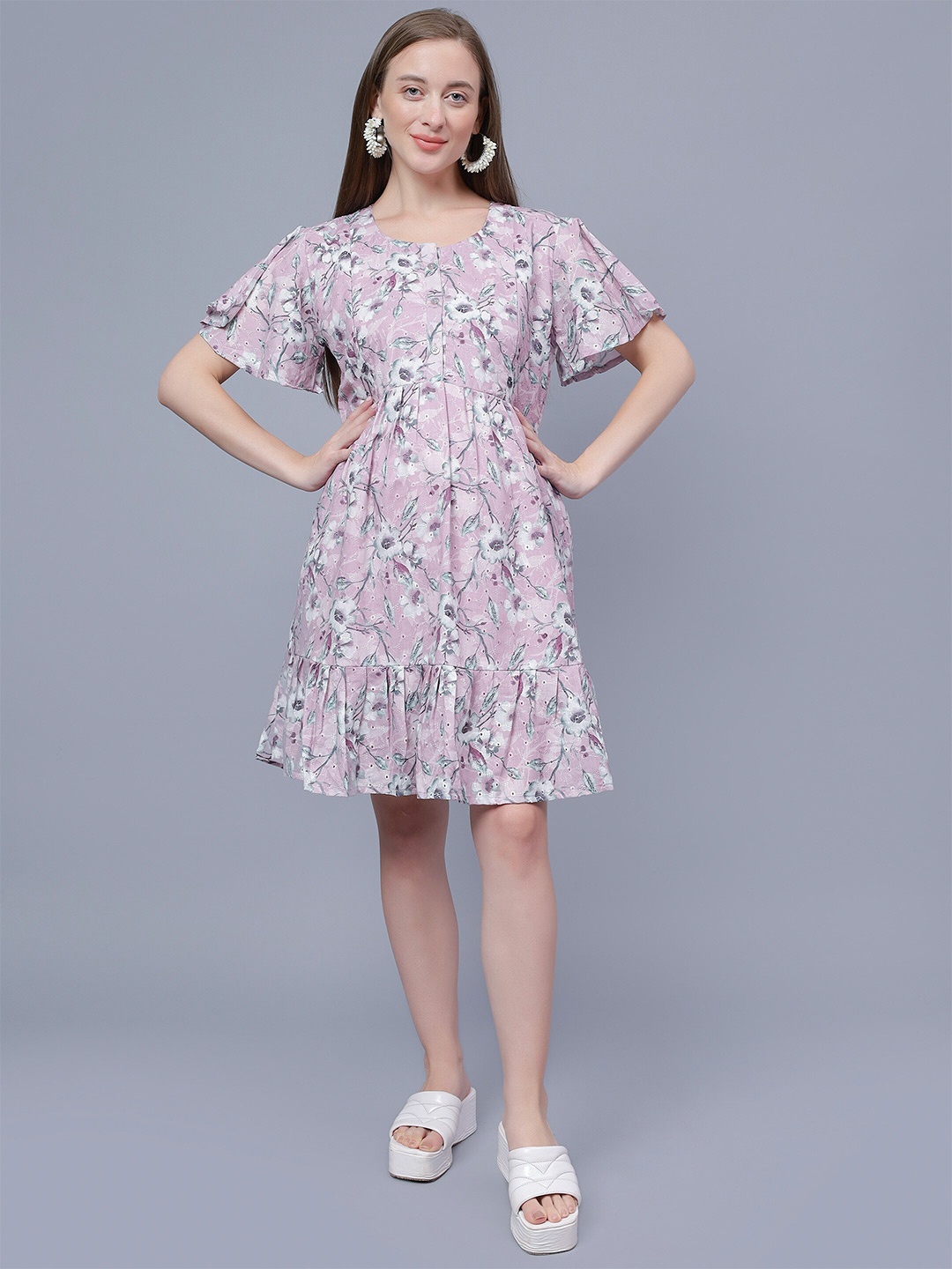 NIGHTSPREE Floral Print Flared Sleeve Maternity Fit & Flare Pleated Cotton Dress, Pink
NIGHTSPREE Floral Print Flared Sleeve Maternity Fit & Flare Pleated Cotton Dress, Pink