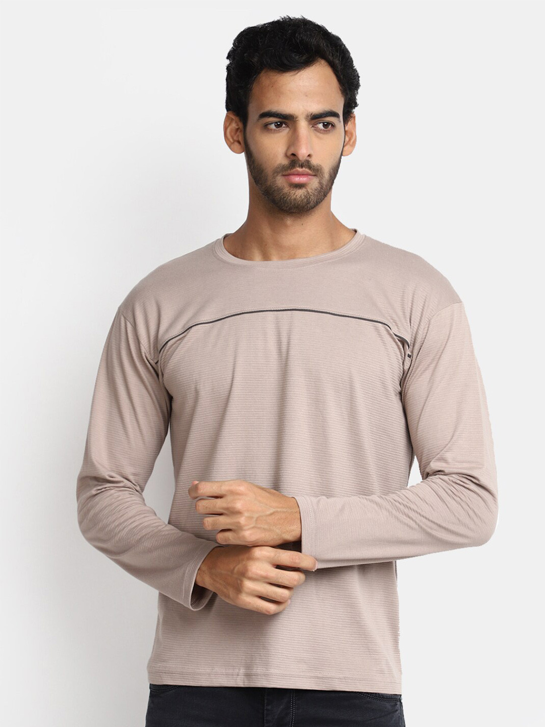 V-Mart Round Neck Regular Fit T-shirt, Beige 
V-Mart Round Neck Regular Fit T-shirt, Beige