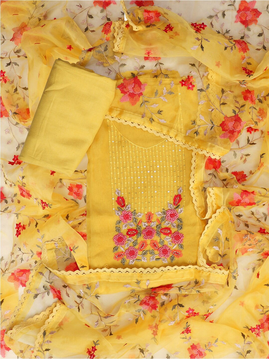SALWAR STUDIO Floral Embroidered Sequinned Organza Unstitched Dress Material, Yellow
SALWAR STUDIO Floral Embroidered Sequinned Organza Unstitched Dress Material, Yellow