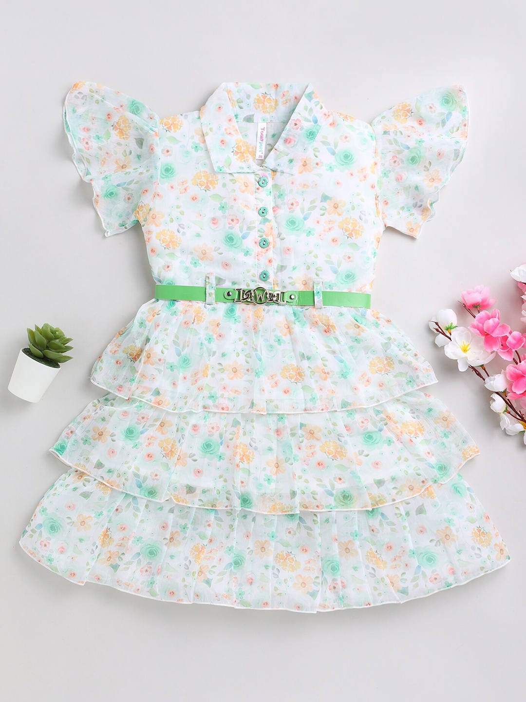 Toonyport Infant Girls Floral Printed Flutter Sleeve Chiffon Fit & Flare Dress, Green
Toonyport Infant Girls Floral Printed Flutter Sleeve Chiffon Fit & Flare Dress, Green