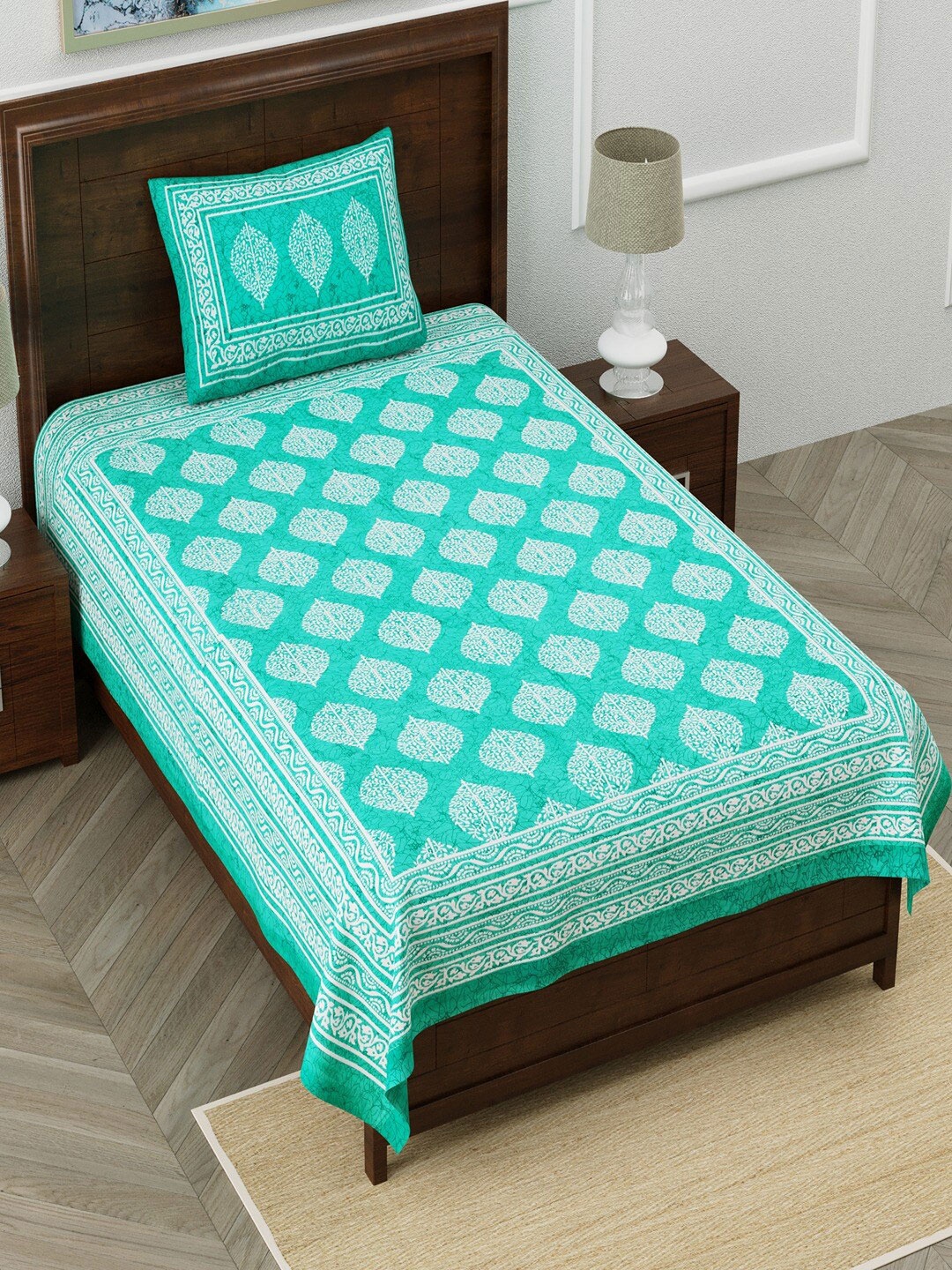 UNIQCHOICE Turquoise Blue Printed 120 TC Pure Cotton Single Bedsheet With 1 Pillow Cover
UNIQCHOICE Turquoise Blue Printed 120 TC Pure Cotton Single Bedsheet With 1 Pillow Cover