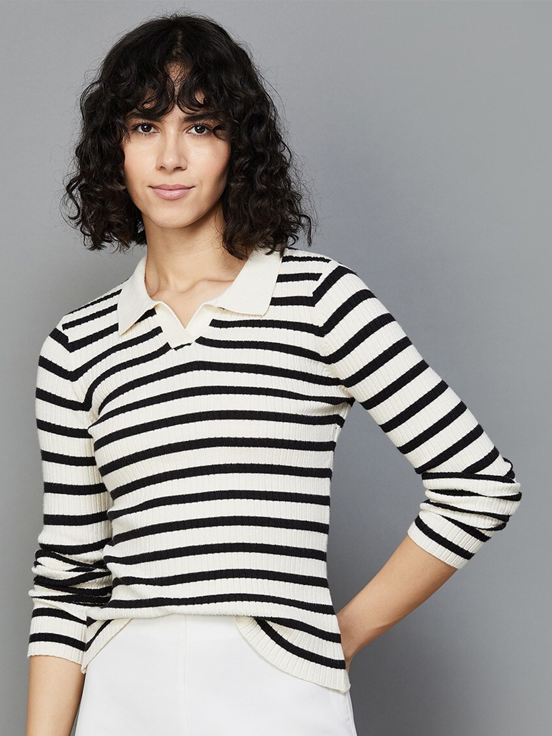 Fame Forever by Lifestyle Horizontal Striped Shirt Collar Fitted Pure Cotton Top, Black
Fame Forever by Lifestyle Horizontal Striped Shirt Collar Fitted Pure Cotton Top, Black