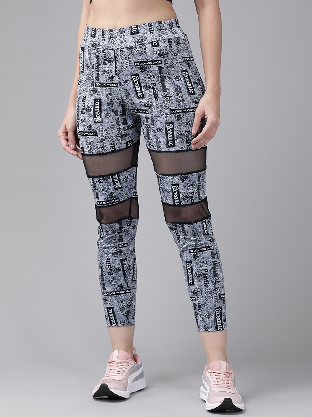 BAESD Women Printed Ankle-Length Tights, Grey