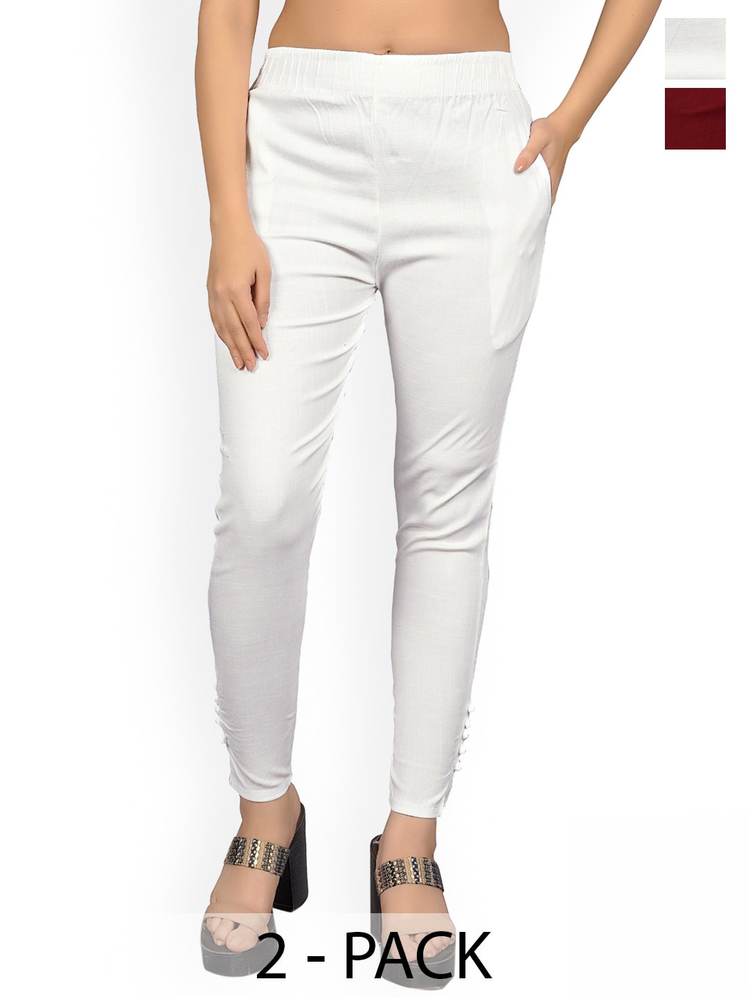 MYSHA Women Pack Of 2 Comfort Straight Fit Easy Wash Stretchable Cigarette Trousers, White
MYSHA Women Pack Of 2 Comfort Straight Fit Easy Wash Stretchable Cigarette Trousers, White