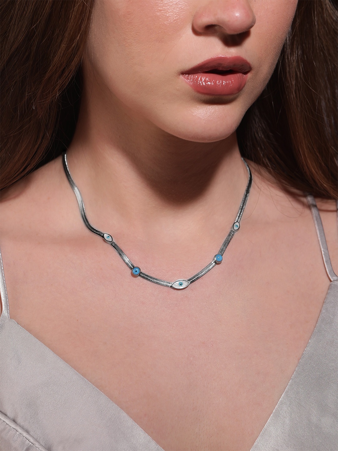 Rubans Voguish Silver-Plated Stainless Steel Anti-Tarnish Waterproof Evil-Eye Necklace
Rubans Voguish Silver-Plated Stainless Steel Anti-Tarnish Waterproof Evil-Eye Necklace