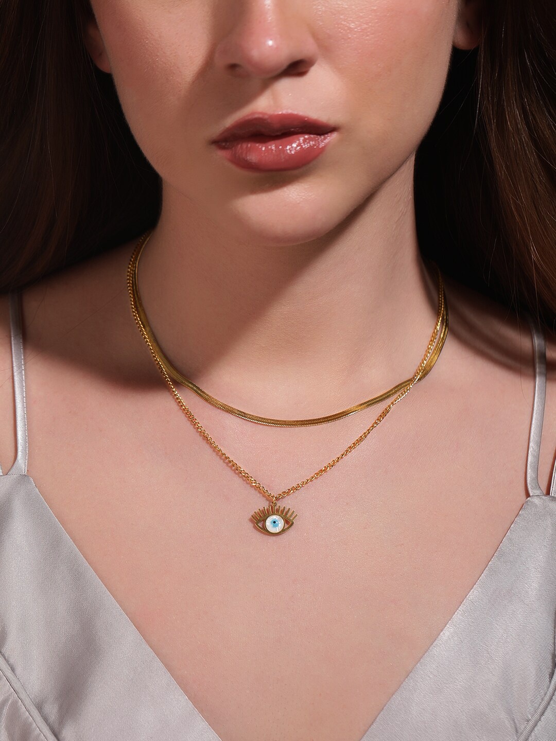 Rubans Voguish 22k Gold Plated Waterproof Snake Chain Evil Eye Tarnish Free Layer Necklace
Rubans Voguish 22k Gold Plated Waterproof Snake Chain Evil Eye Tarnish Free Layer Necklace