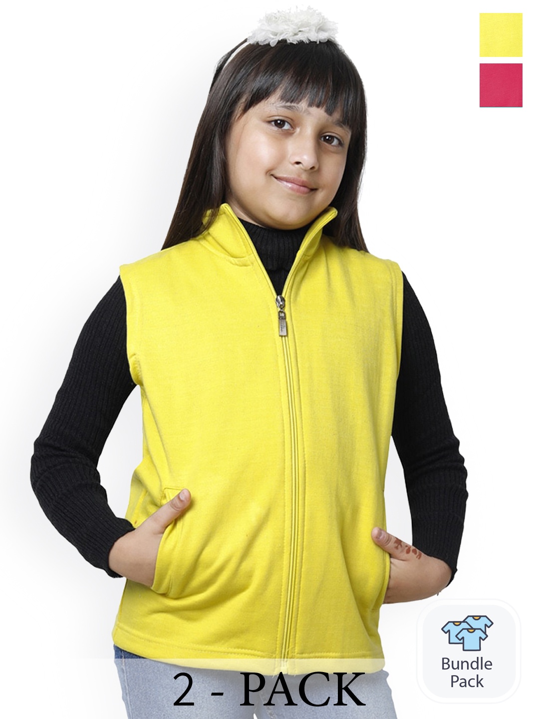 BAESD Girls Pack Of 2 Lightweight Stand Collar Pure Fleece Open Front Jacket, Yellow
BAESD Girls Pack Of 2 Lightweight Stand Collar Pure Fleece Open Front Jacket, Yellow