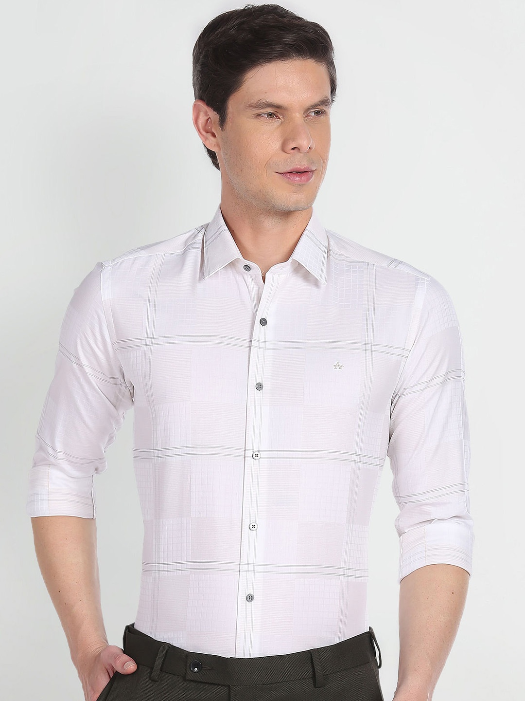 Arrow New York Slim Fit Windowpane Checked Spread Collar Twill Pure Cotton Formal Shirt, White
Arrow New York Slim Fit Windowpane Checked Spread Collar Twill Pure Cotton Formal Shirt, White