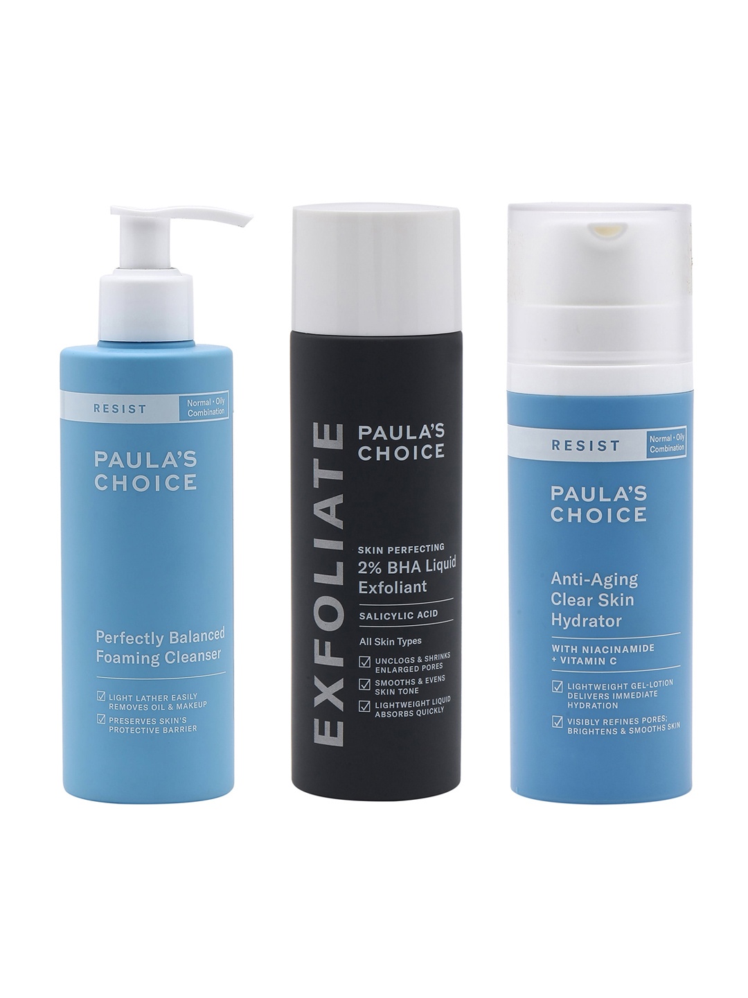 Paulas Choice Skin Care Combo - Liquid Exfoliant + Skin Hydrator + Foaming Cleanser, Black
Paulas Choice Skin Care Combo - Liquid Exfoliant + Skin Hydrator + Foaming Cleanser, Black