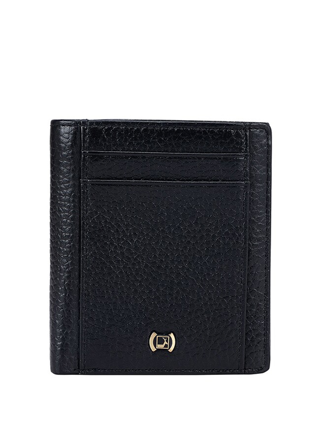 Da Milano Women Leather Two Fold Wallet, Black