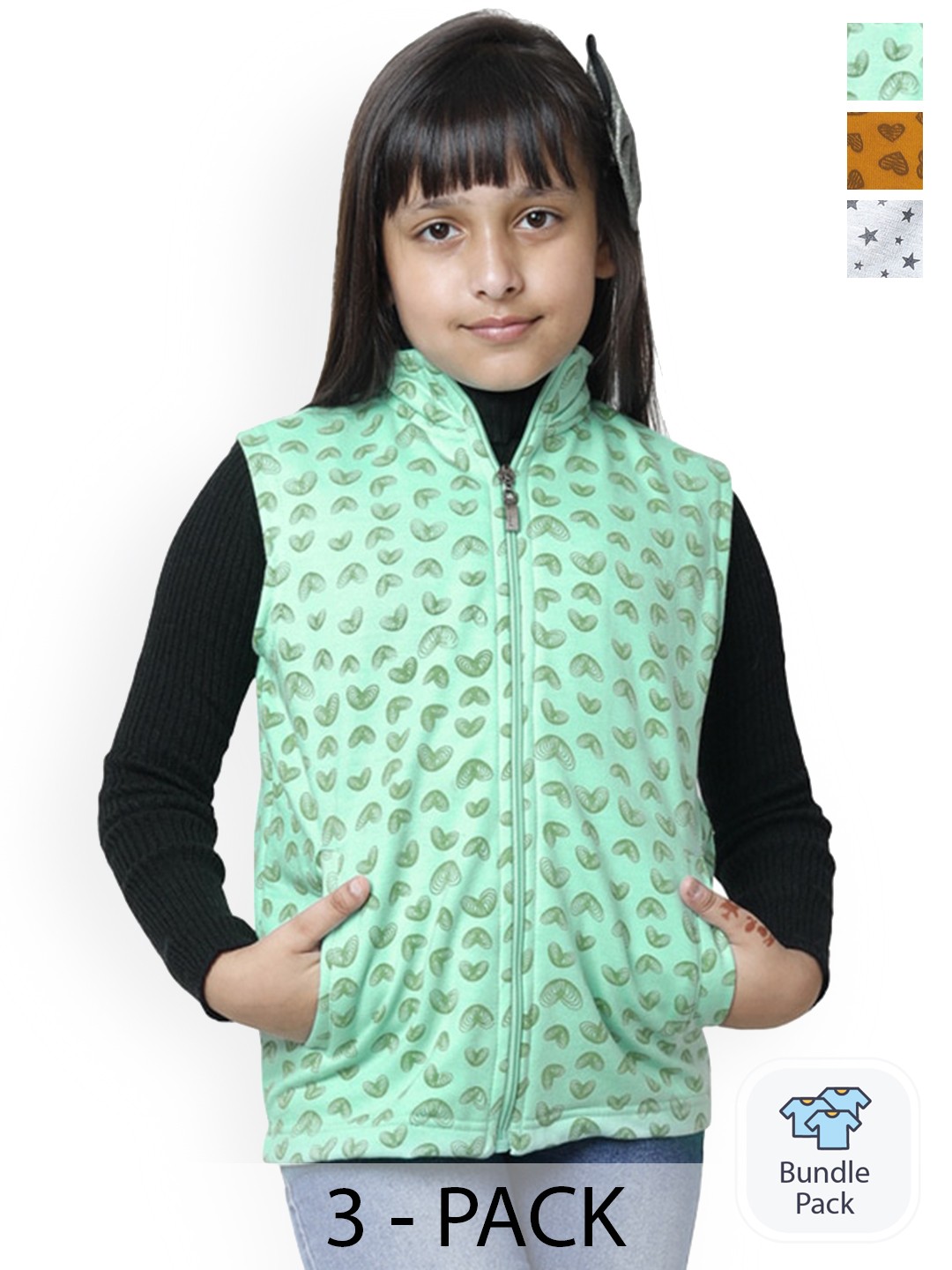 BAESD Pack Of 3 Girls Conversational Printed Sleeveless Lightweight Tailored Jacket, Green
BAESD Pack Of 3 Girls Conversational Printed Sleeveless Lightweight Tailored Jacket, Green
