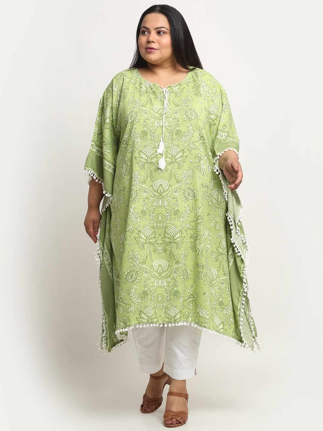sindrellastorie Plus Size Motifs Printed Cotton Flared Sleeves Gotta Patti Kaftan Kurta, Lime green
sindrellastorie Plus Size Motifs Printed Cotton Flared Sleeves Gotta Patti Kaftan Kurta, Lime green