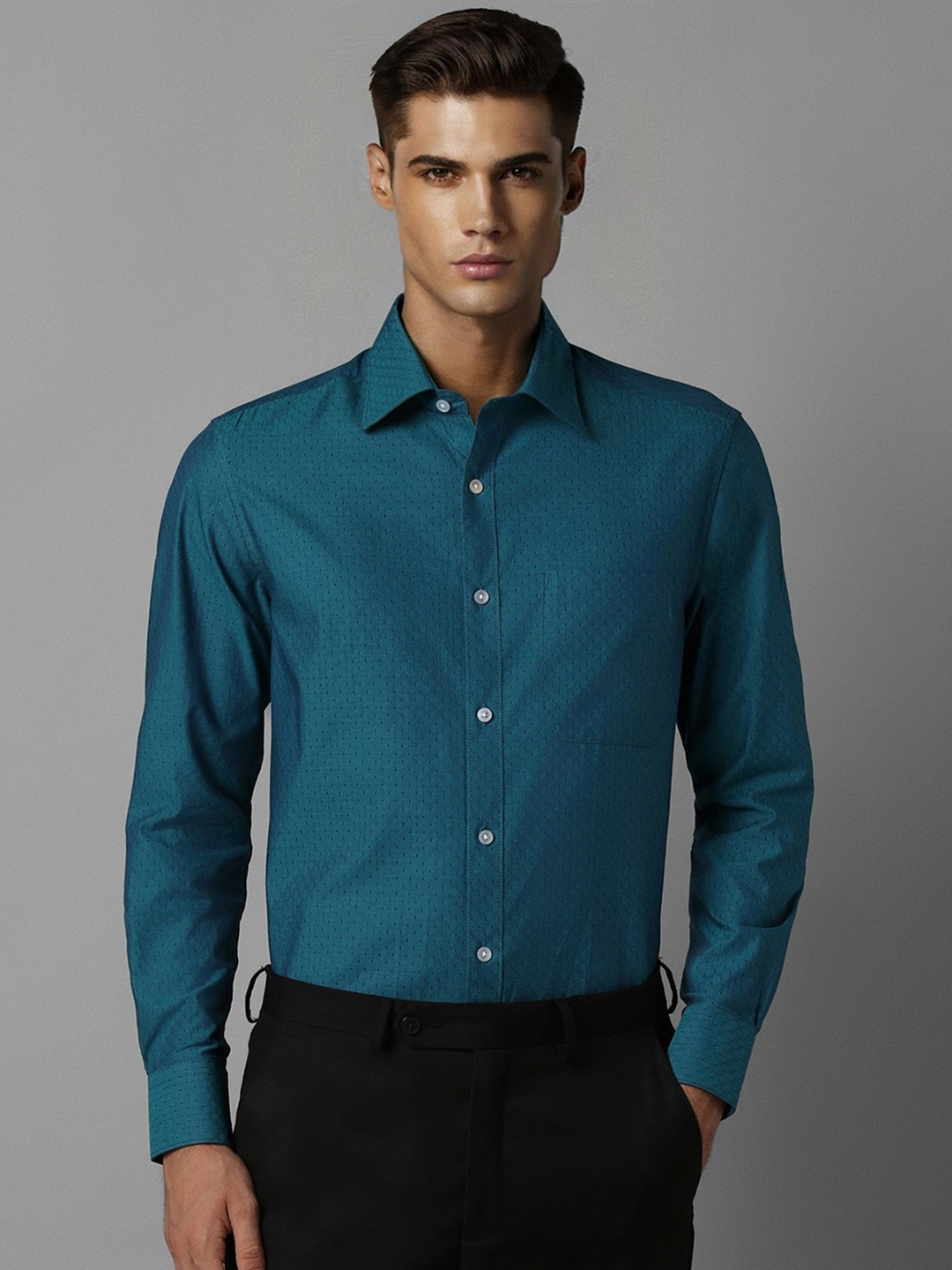 Louis Philippe Micro Ditsy Printed Spread Collar Long Sleeves Pure Cotton Formal Shirt, Blue
Louis Philippe Micro Ditsy Printed Spread Collar Long Sleeves Pure Cotton Formal Shirt, Blue