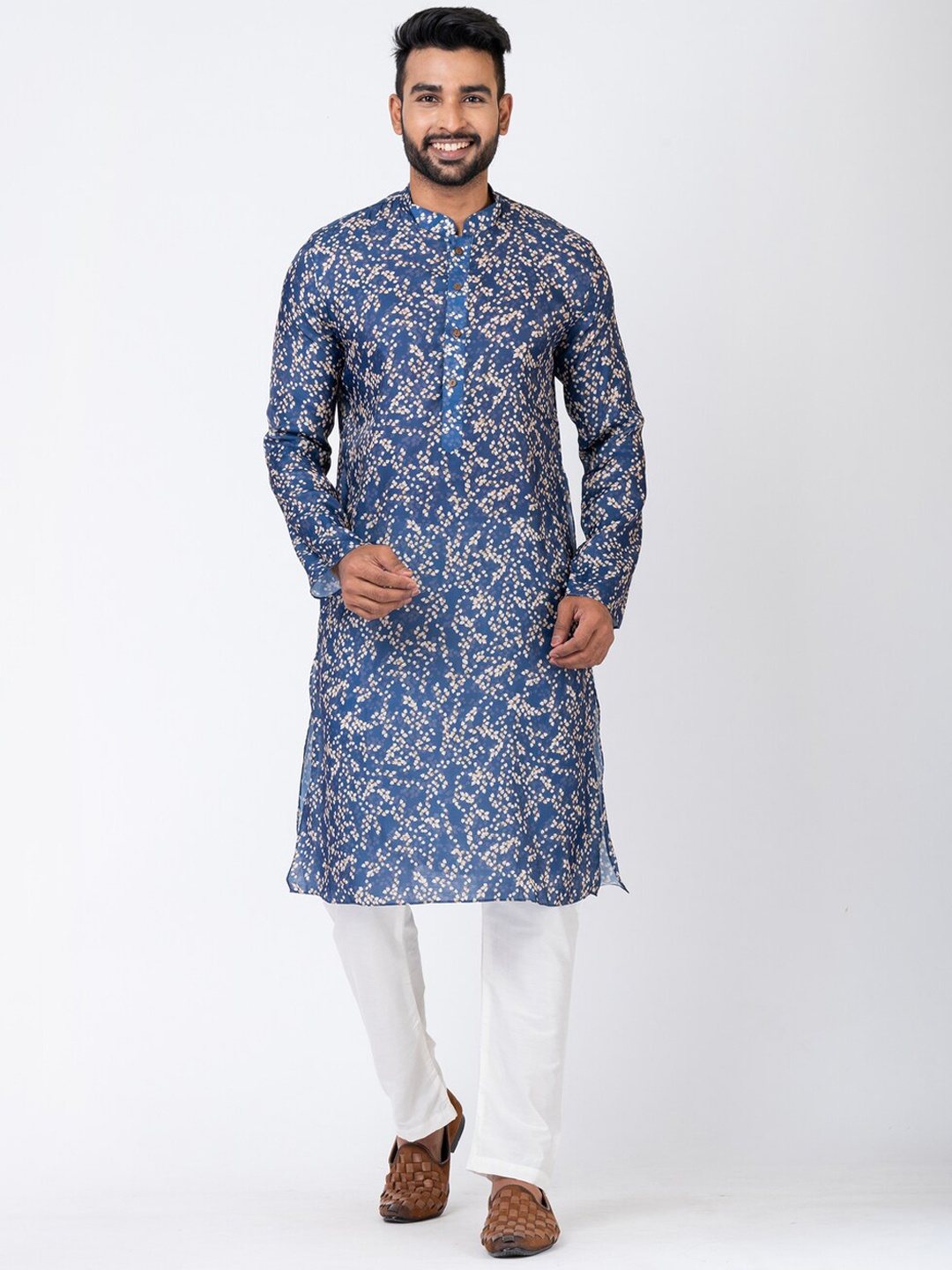 HU - Handcrafted Uniquely Abstract Printed Mandarin Collar Chanderi Cotton Straight Kurta, Blue
HU - Handcrafted Uniquely Abstract Printed Mandarin Collar Chanderi Cotton Straight Kurta, Blue