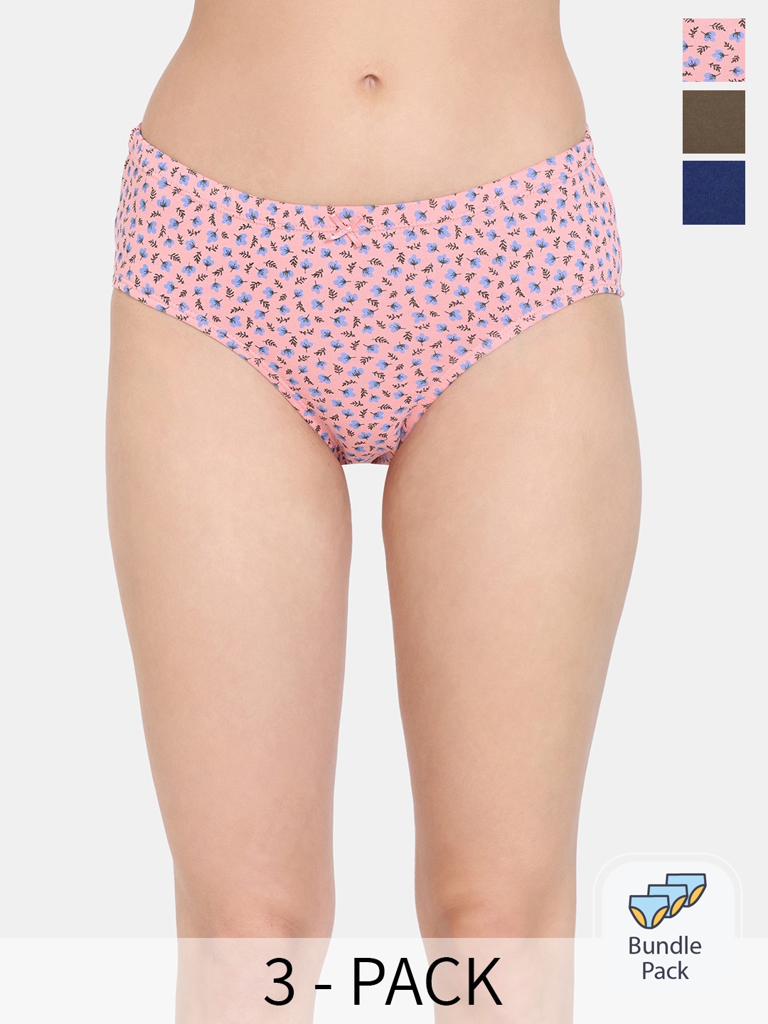 Rosaline by Zivame Pack Of 3 Pure Cotton Hipster Briefs, Assorted
