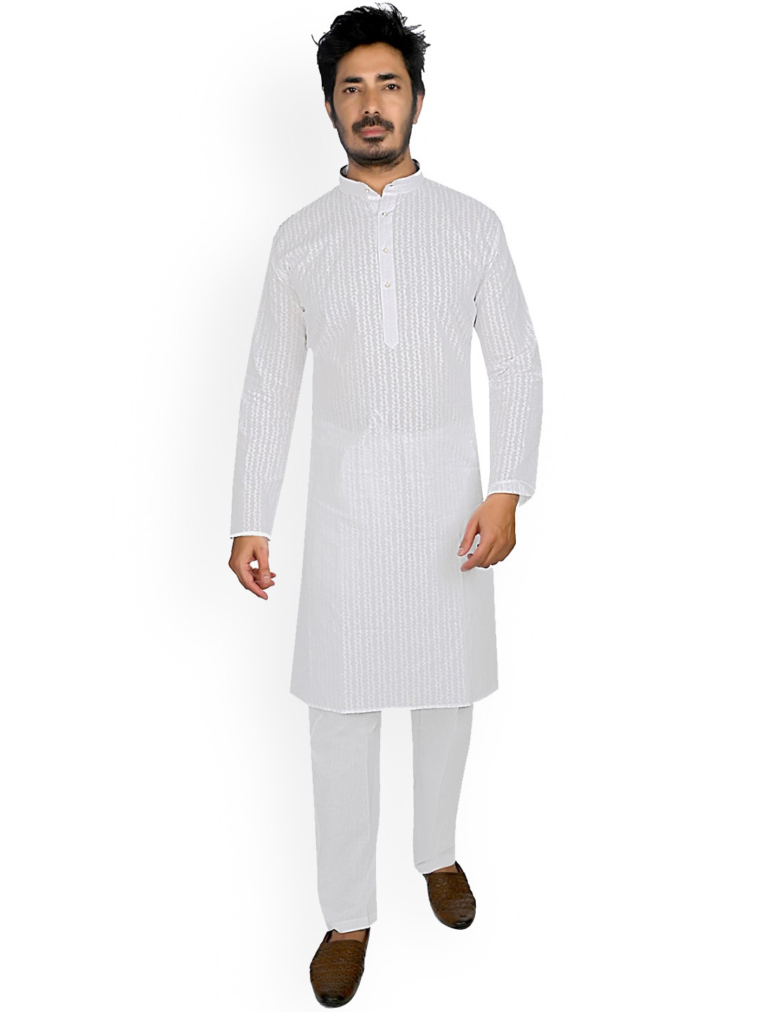Authentics Ethnic Motifs Embroidered Regular Thread Work Pure Cotton Kurta With Pyjamas, White
Authentics Ethnic Motifs Embroidered Regular Thread Work Pure Cotton Kurta With Pyjamas, White