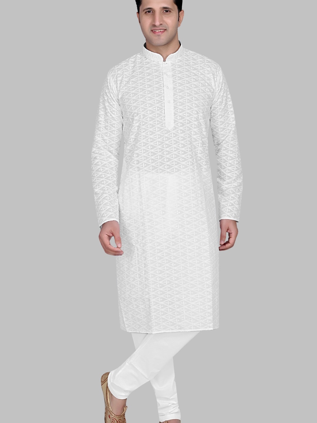 Authentics Ethnic Motifs Embroidered Thread Work Pure Cotton Straight Kurta With Pyjamas, White
Authentics Ethnic Motifs Embroidered Thread Work Pure Cotton Straight Kurta With Pyjamas, White