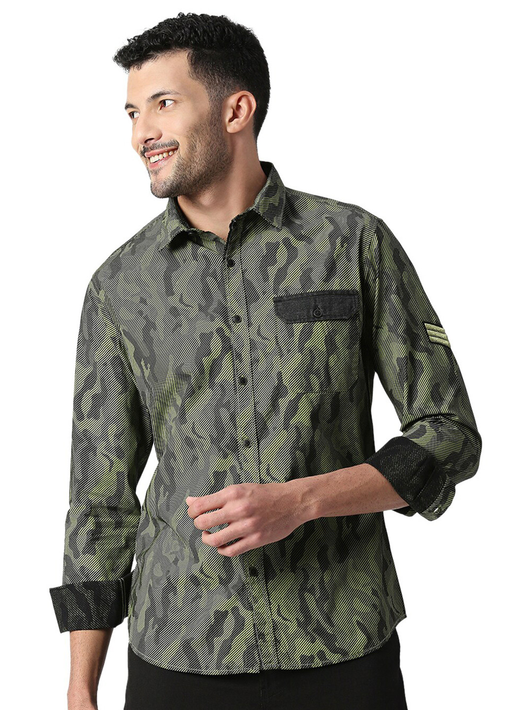 SNX Classic Tailored Fit Camouflage Printed Pure Cotton Casual Shirt, Green 
SNX Classic Tailored Fit Camouflage Printed Pure Cotton Casual Shirt, Green