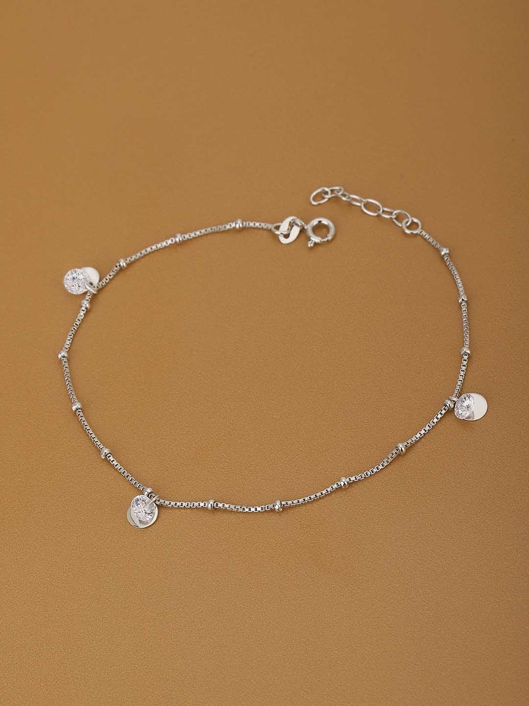 Carlton London 925 Sterling Silver Solitaire with Rhodium Plated Adjustable Charm Anklet
Carlton London 925 Sterling Silver Solitaire with Rhodium Plated Adjustable Charm Anklet