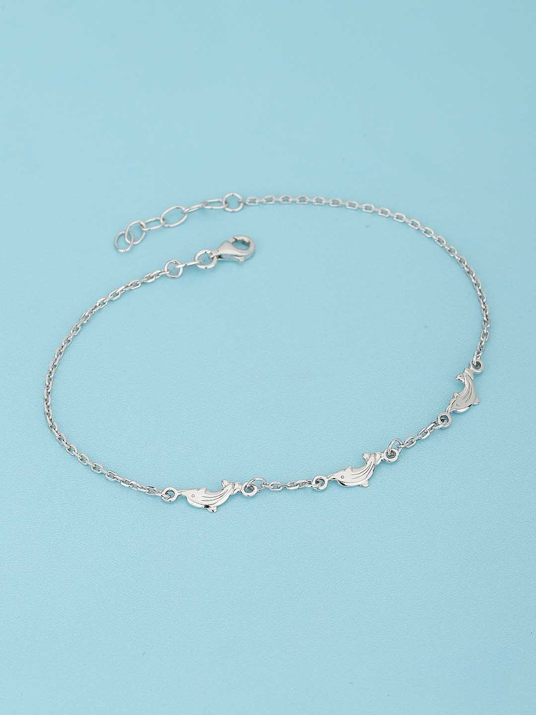 Carlton London 925 Sterling Silver Rhodium Plated with Inline Dolphin Adjustable Anklet
Carlton London 925 Sterling Silver Rhodium Plated with Inline Dolphin Adjustable Anklet