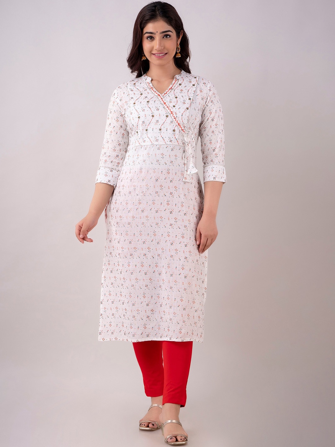CKM Ethnic Motifs Printed Mandarin Collar Thread Work Angrakha Straight Kurta, White
CKM Ethnic Motifs Printed Mandarin Collar Thread Work Angrakha Straight Kurta, White