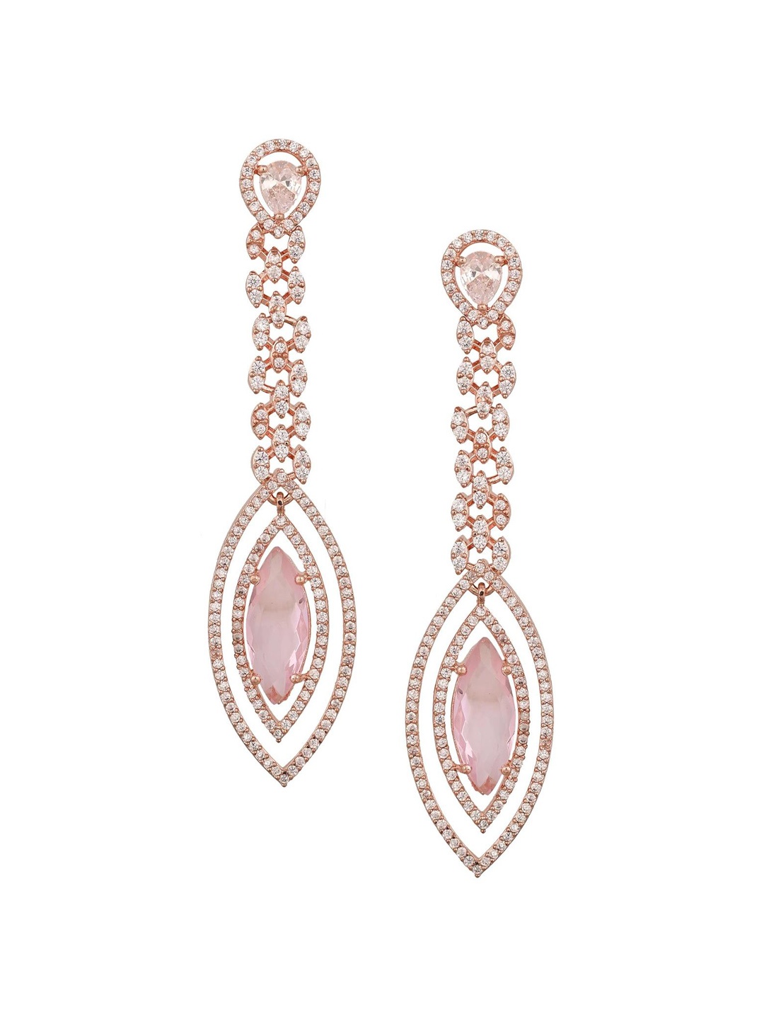 RATNAVALI JEWELS Rose Gold-Plated American Diamond Studded Leaf Shaped Drop Earrings, Pink
RATNAVALI JEWELS Rose Gold-Plated American Diamond Studded Leaf Shaped Drop Earrings, Pink
