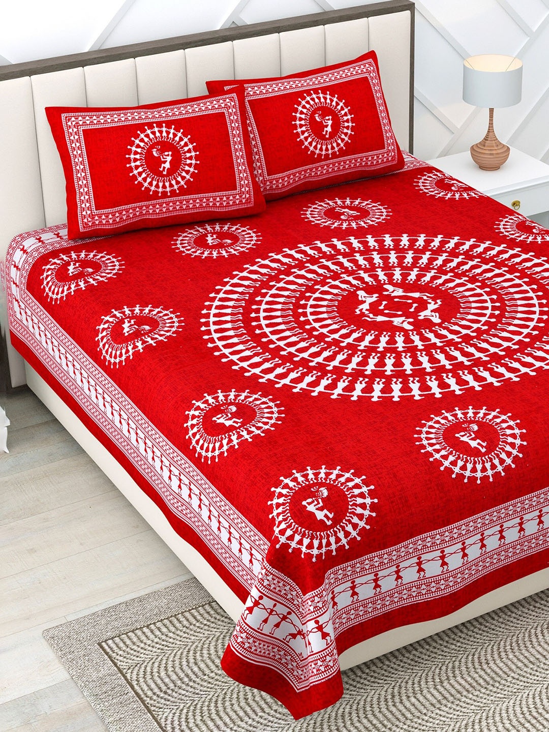 Rajasthanikart Red & White Geometric Cotton 110 TC Queen Bedsheet With 2 Pillow Covers
Rajasthanikart Red & White Geometric Cotton 110 TC Queen Bedsheet With 2 Pillow Covers