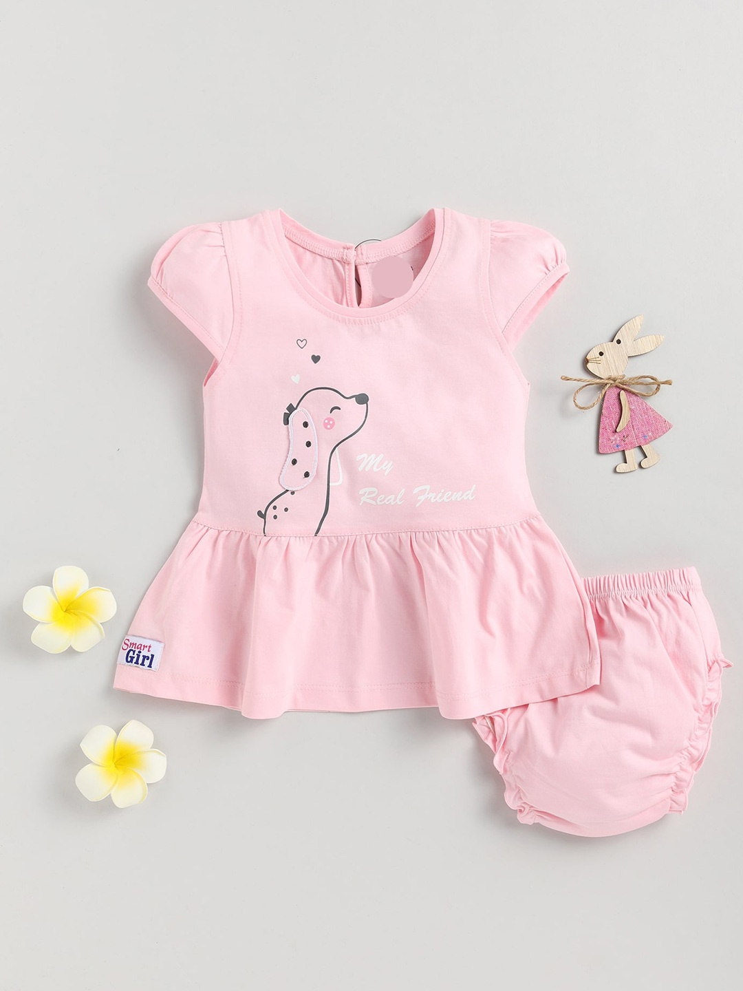 Toonyport Graphic Printed Applique Detail Cap Sleeves Pure Cotton A-Line Dress With Brief, Pink
Toonyport Graphic Printed Applique Detail Cap Sleeves Pure Cotton A-Line Dress With Brief, Pink
