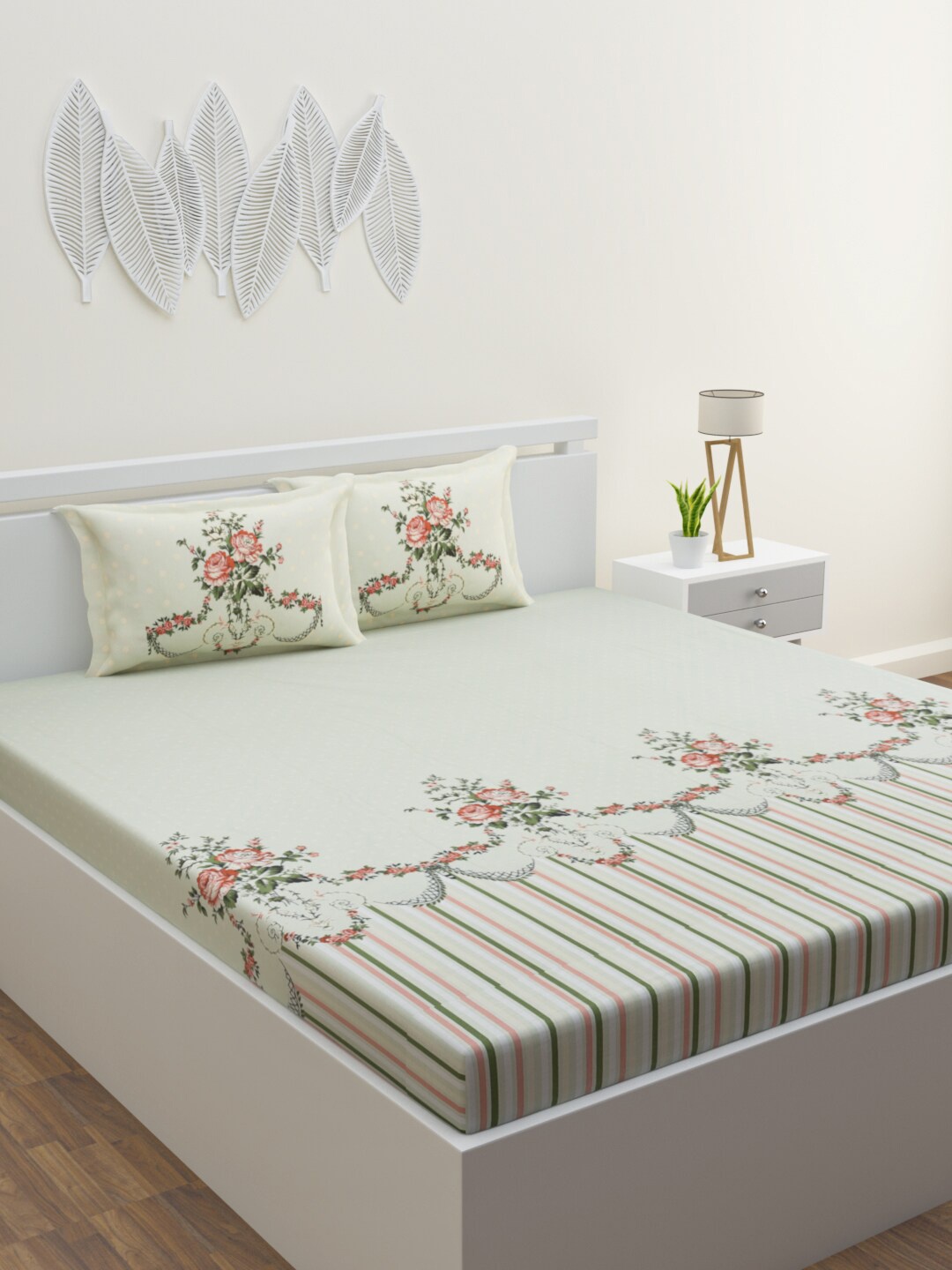 HOME AFFAIRS Green & Orange Floral Pure Cotton 210 TC King Bedsheet With 2 Pillow Covers
HOME AFFAIRS Green & Orange Floral Pure Cotton 210 TC King Bedsheet With 2 Pillow Covers