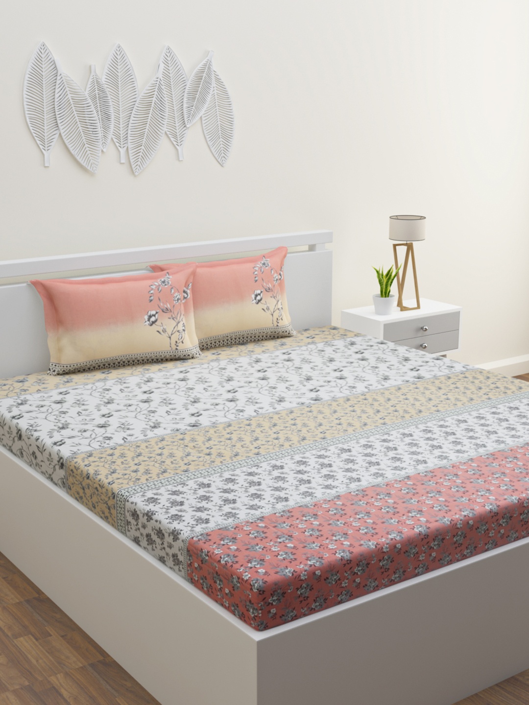 HOME AFFAIRS White & Cream-Coloured Pure Cotton 210 TC King Bedsheet with 2 Pillow Covers
HOME AFFAIRS White & Cream-Coloured Pure Cotton 210 TC King Bedsheet with 2 Pillow Covers