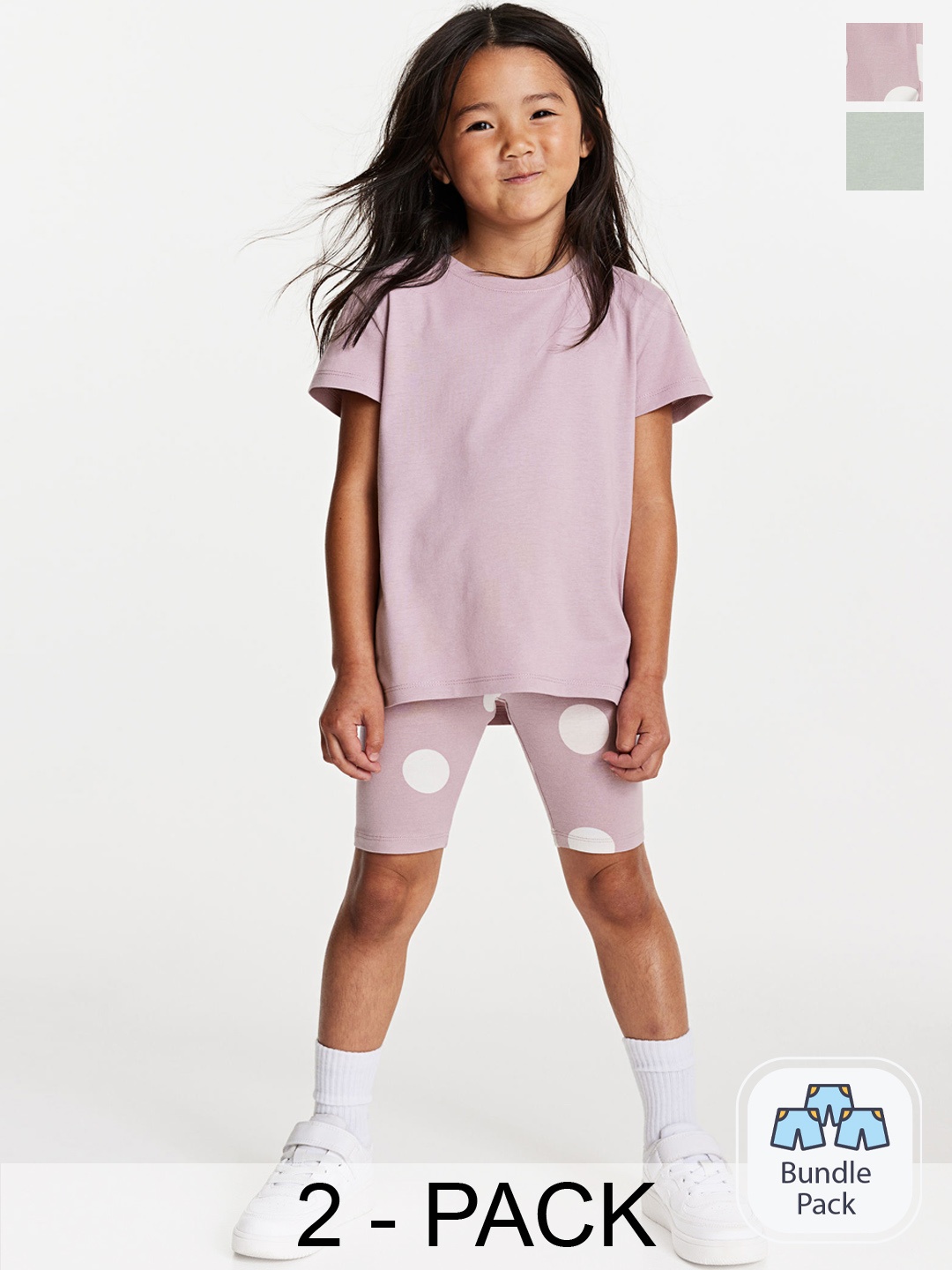 H&M Girls 2-Pack Cycling Shorts, Pink