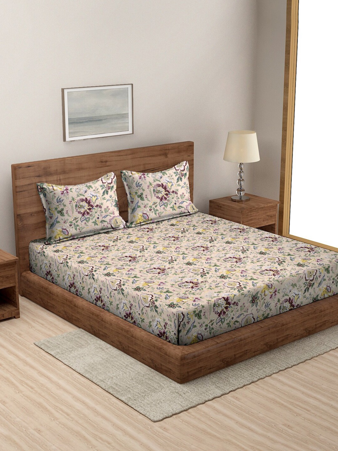 Rajasthan Decor Beige Floral Printed Cotton 160 TC King Bedsheet With 2 Pillow Covers
Rajasthan Decor Beige Floral Printed Cotton 160 TC King Bedsheet With 2 Pillow Covers
