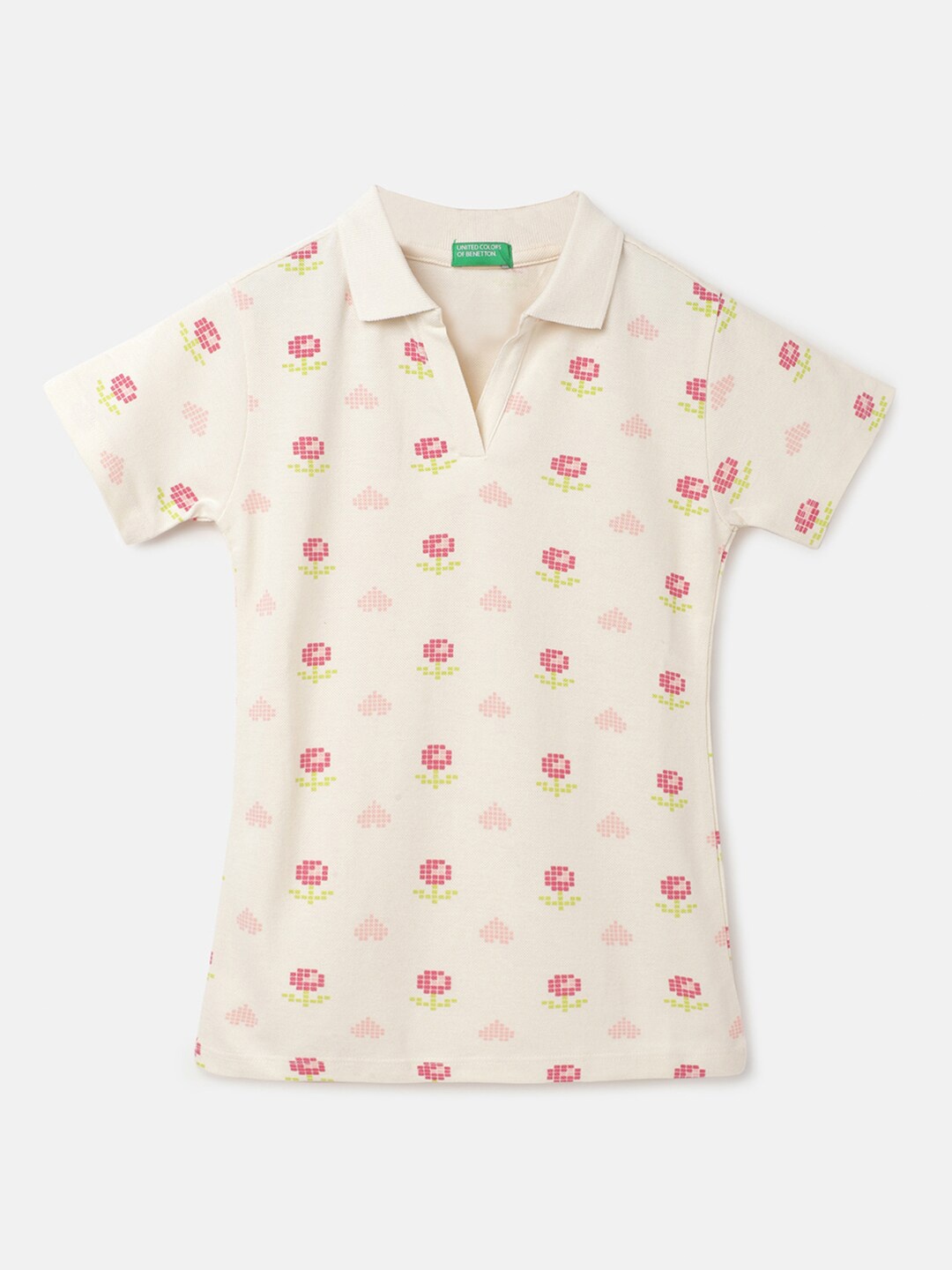 United Colors of Benetton Girls Floral Printed Polo Collar Pure Cotton T-shirt, Cream
United Colors of Benetton Girls Floral Printed Polo Collar Pure Cotton T-shirt, Cream