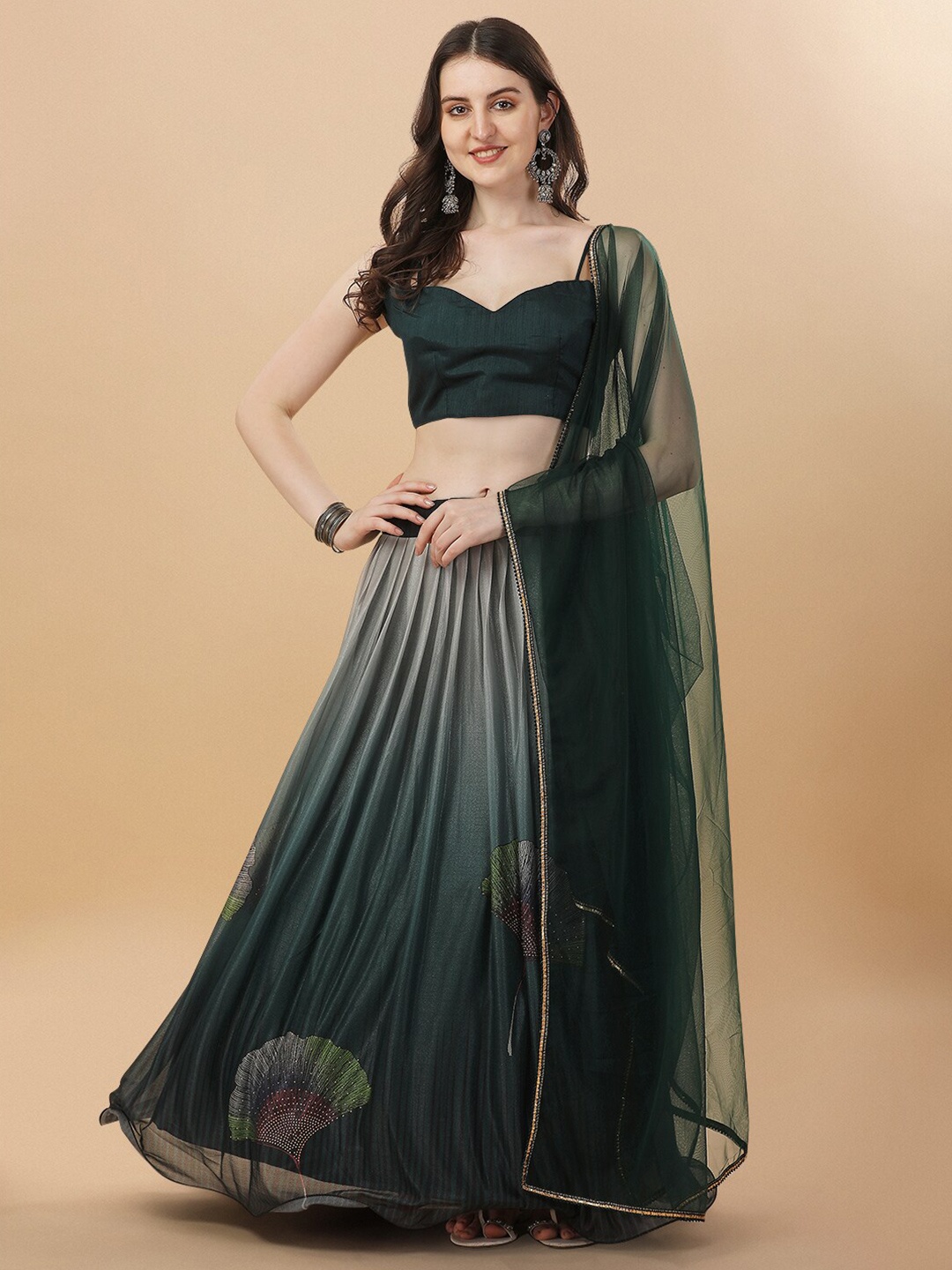 KALINI Sweetheart Neck Semi-Stitched Lehenga & Unstitched Blouse With Dupatta, Green
KALINI Sweetheart Neck Semi-Stitched Lehenga & Unstitched Blouse With Dupatta, Green