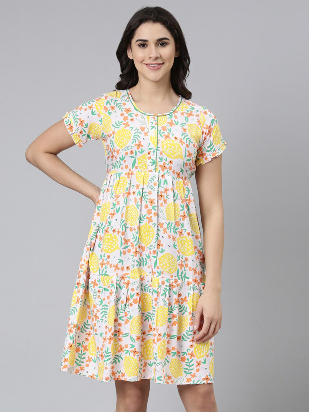 GOLDSTROMS Floral Printed Round Neck Nightdress, Yellow
GOLDSTROMS Floral Printed Round Neck Nightdress, Yellow