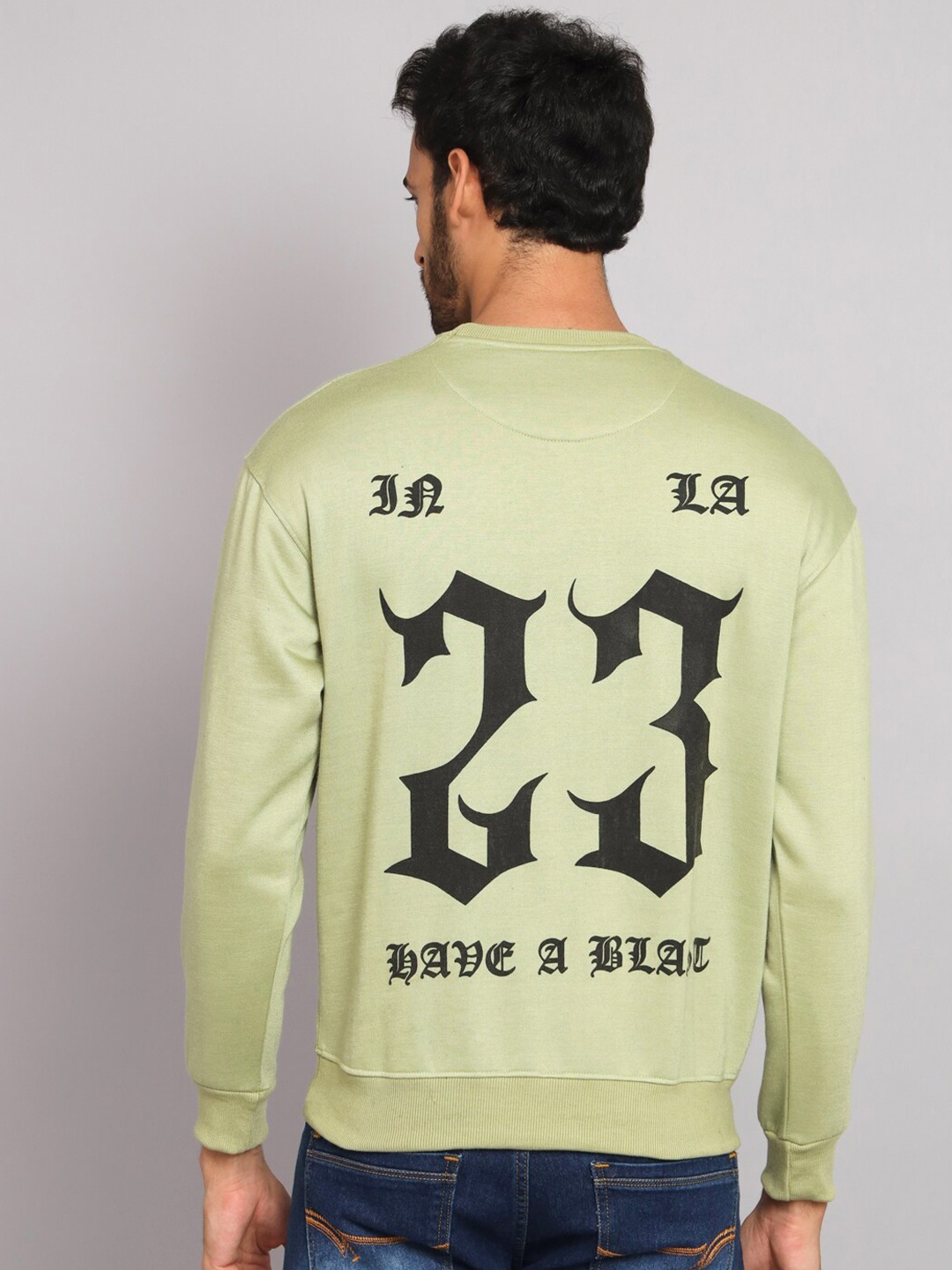 Obaan Printed Cotton Sweatshirt, Sea green