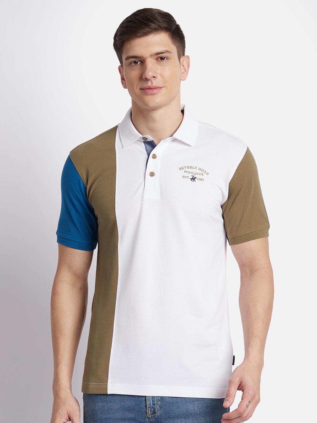 Beverly Hills Polo Club Colourblocked Polo Collar Regular Fit Pure Cotton T-shirt, White
Beverly Hills Polo Club Colourblocked Polo Collar Regular Fit Pure Cotton T-shirt, White