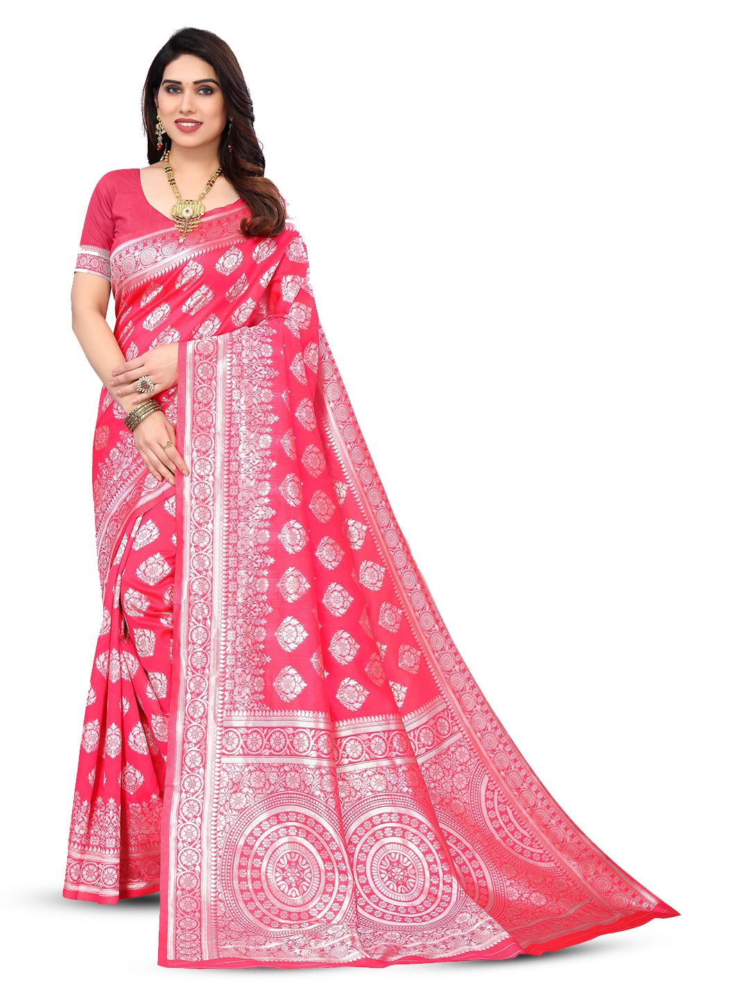 Varanga Woven Design Zari Banarasi Saree, Pink
