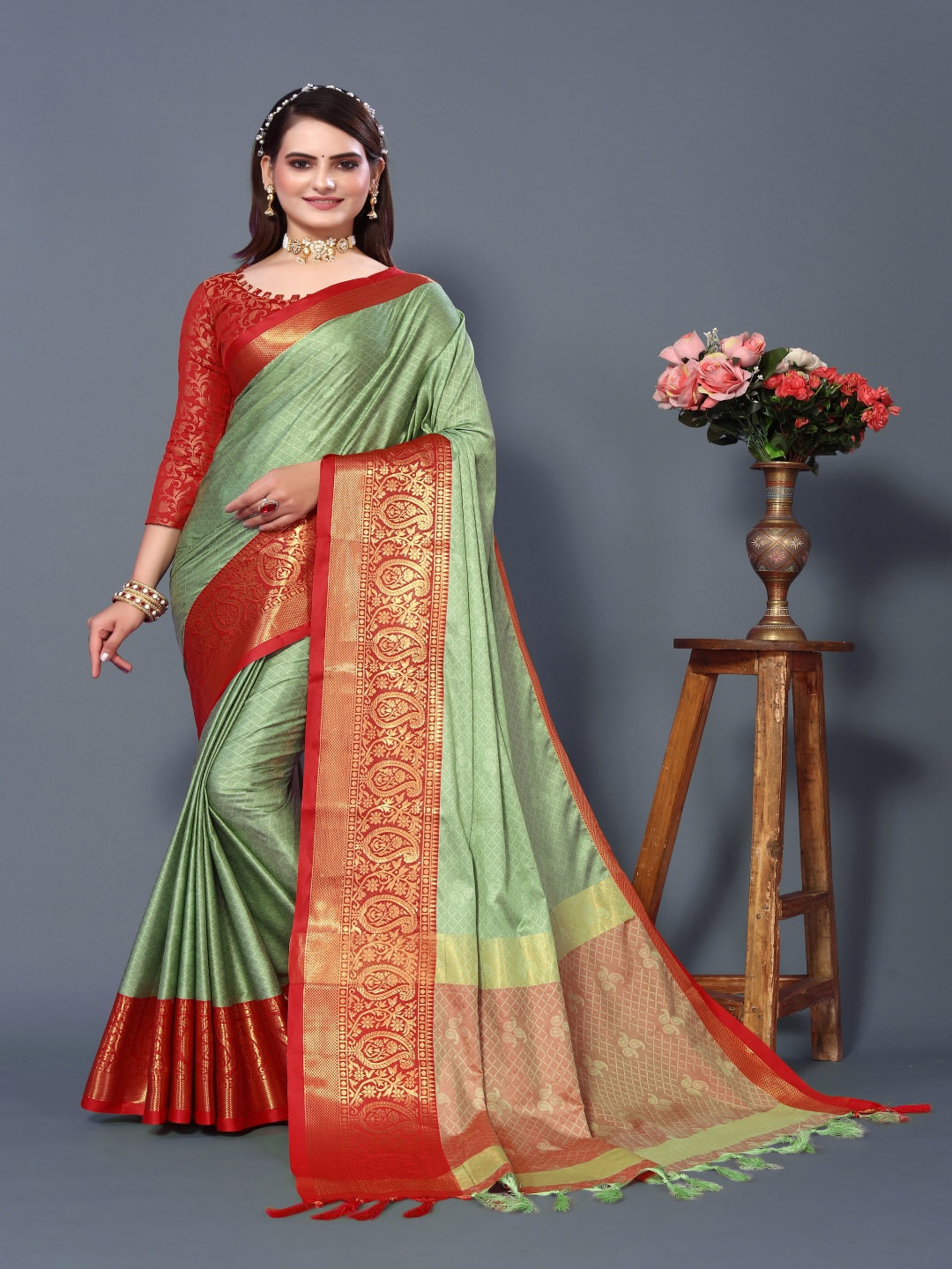 Paramparik Textile Ethnic Motifs Woven Design Zari Silk Cotton Banarasi Saree, Peach
Paramparik Textile Ethnic Motifs Woven Design Zari Silk Cotton Banarasi Saree, Peach