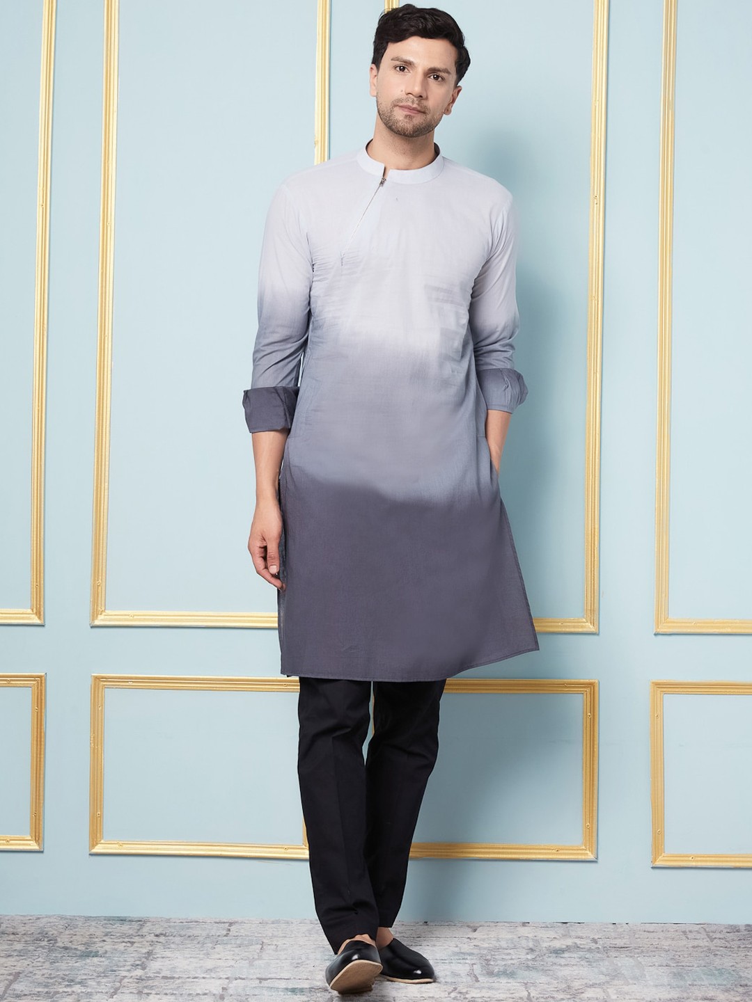 See Designs Ombre Dyed Mandarin Collar Regular Pure Cotton Kurta with Pyjamas, White
See Designs Ombre Dyed Mandarin Collar Regular Pure Cotton Kurta with Pyjamas, White