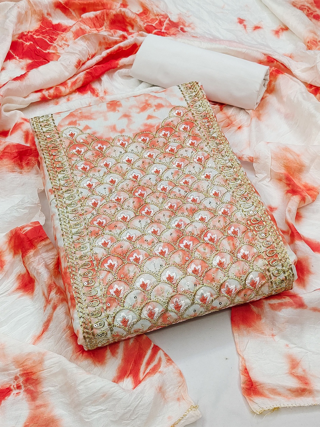 SHADOW & SAINING Floral Embroidered Pure Cotton Unstitched Dress Material, Peach
SHADOW & SAINING Floral Embroidered Pure Cotton Unstitched Dress Material, Peach