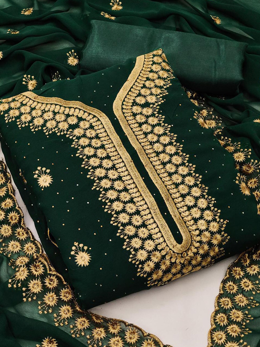 SHADOW & SAINING Ethnic Motifs Embroidered Silk Georgette Unstitched Dress Material, Green
SHADOW & SAINING Ethnic Motifs Embroidered Silk Georgette Unstitched Dress Material, Green