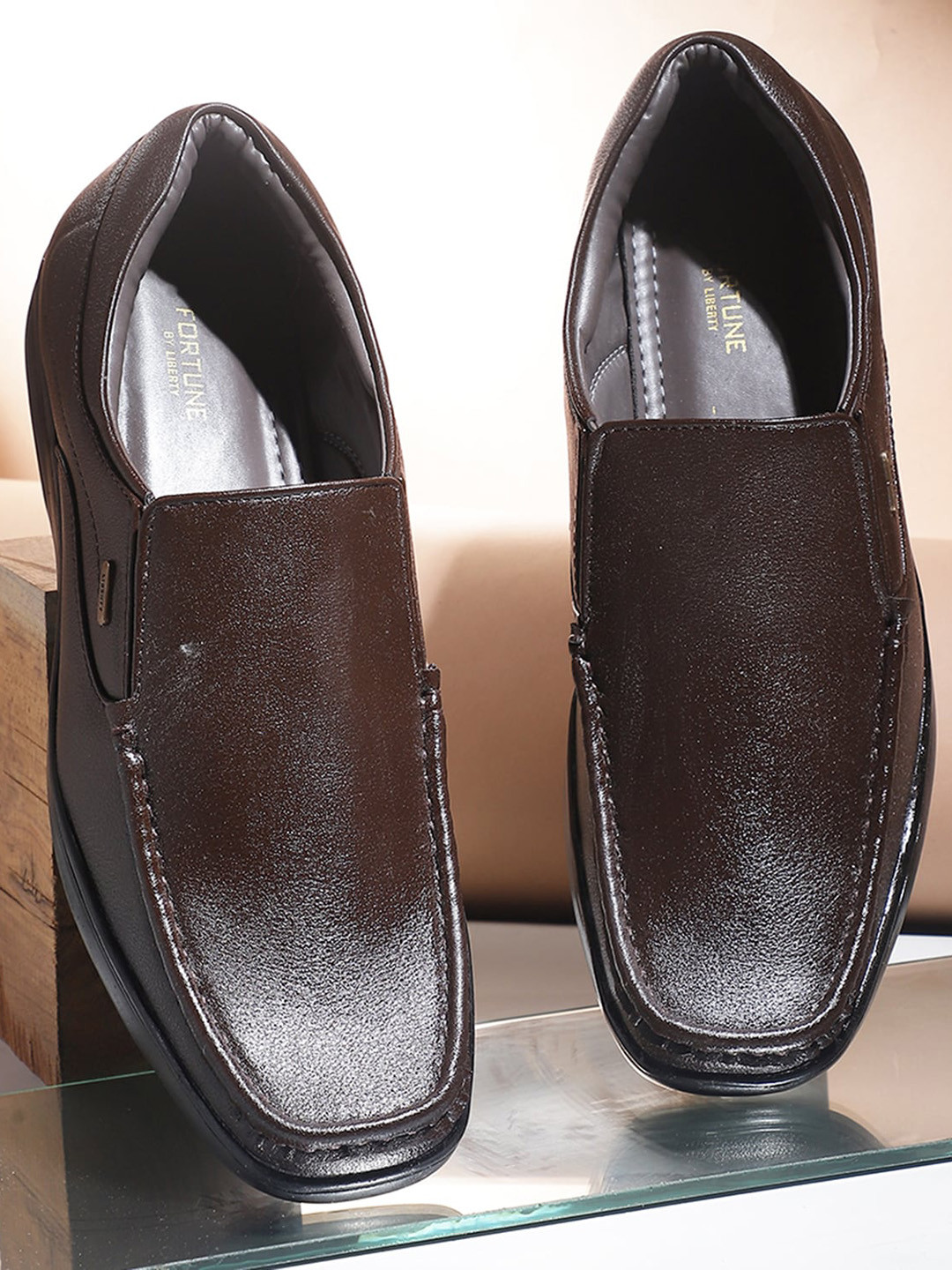 Liberty Men Textured Formal Slip-On Shoes, Brown 
Liberty Men Textured Formal Slip-On Shoes, Brown