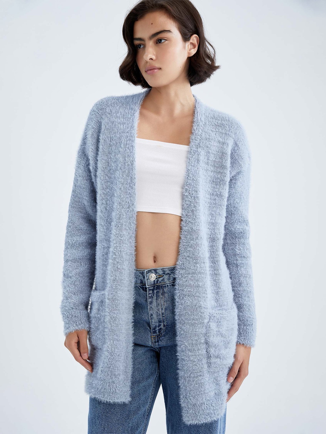 DeFacto Front-Open Sweaters, Grey
