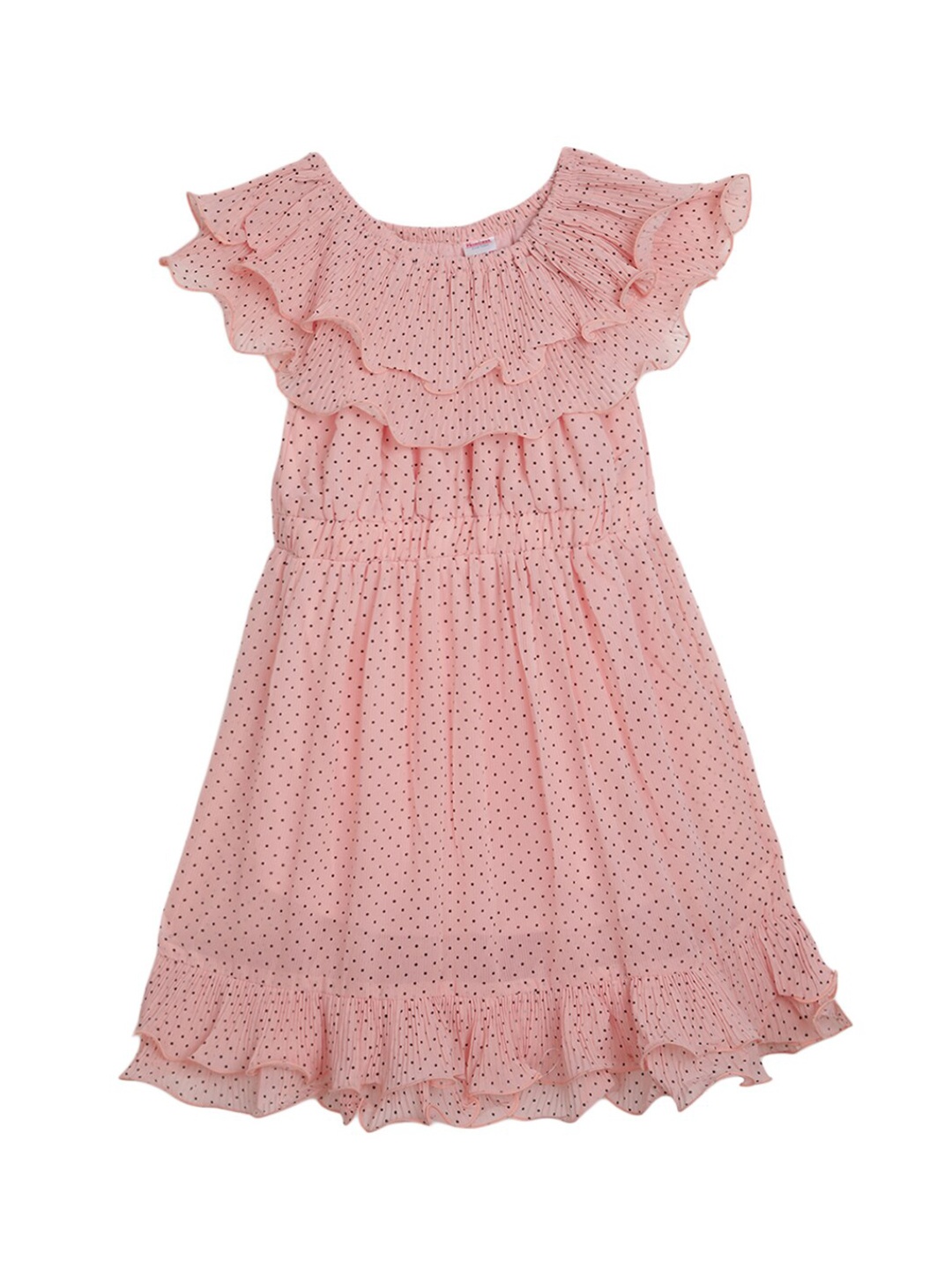 V-Mart Girls Polka Dots Printed Cape Sleeve Ruffled & Gathered Cotton Fit & Flare Dress, Pink
V-Mart Girls Polka Dots Printed Cape Sleeve Ruffled & Gathered Cotton Fit & Flare Dress, Pink