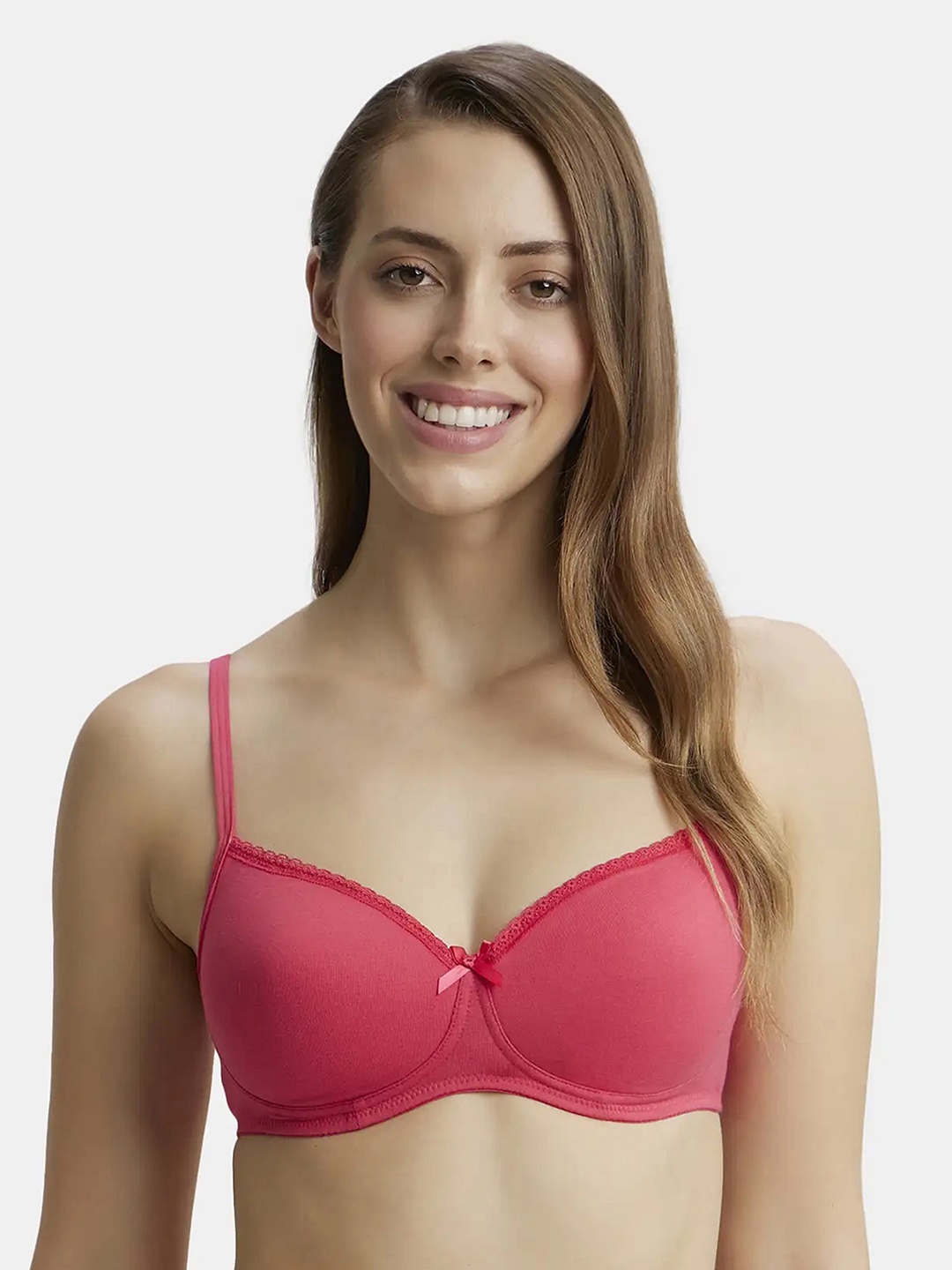 Jockey Wirefree Padded Plus Size Cotton Medium Coverage Tshirt Bra with Lace Styling -1723, Pink
Jockey Wirefree Padded Plus Size Cotton Medium Coverage Tshirt Bra with Lace Styling -1723, Pink
