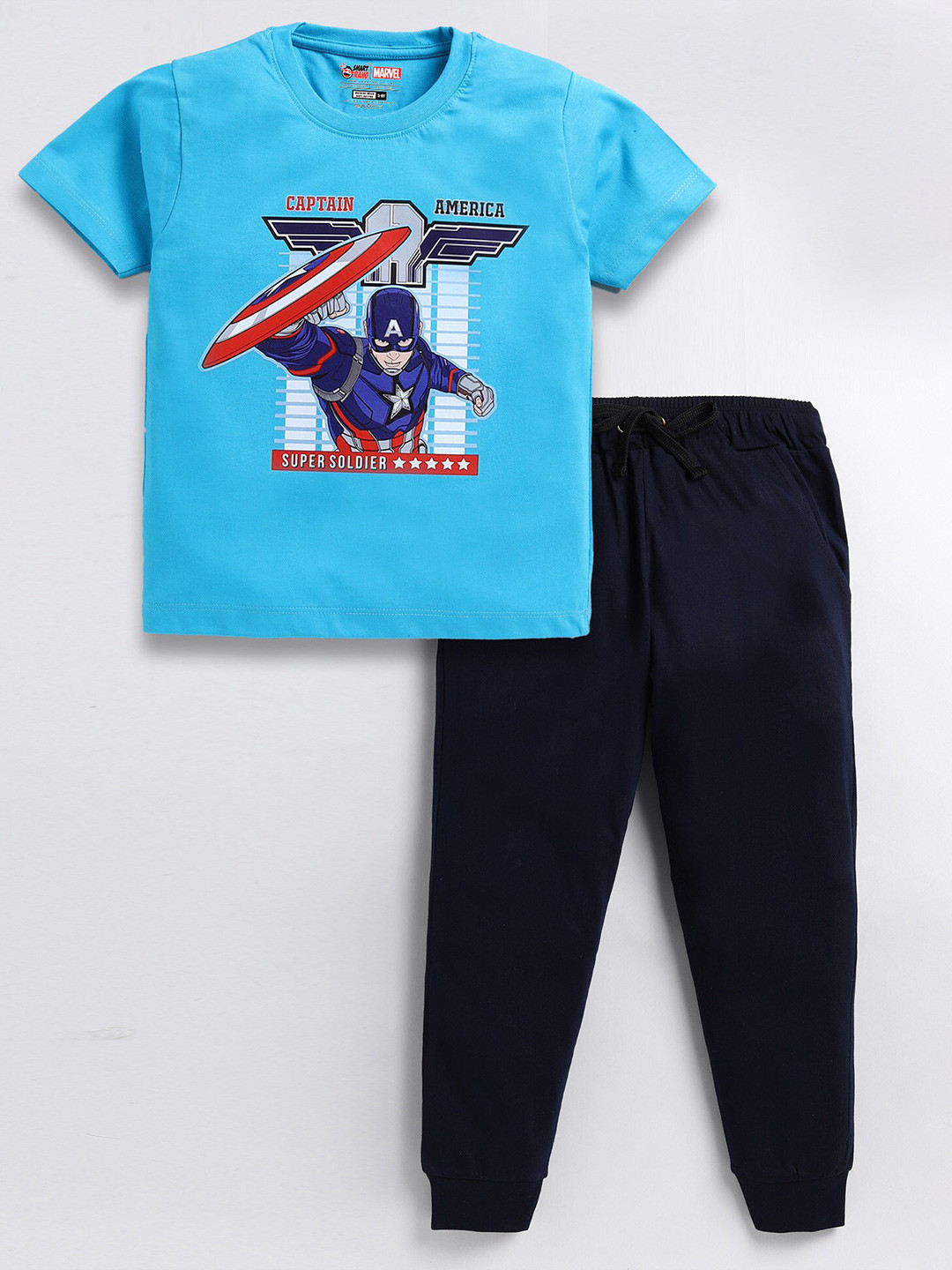 BAESD Boys Captain America Graphic Printed Pure Cotton T-Shirt With Trousers, Navy blue
BAESD Boys Captain America Graphic Printed Pure Cotton T-Shirt With Trousers, Navy blue